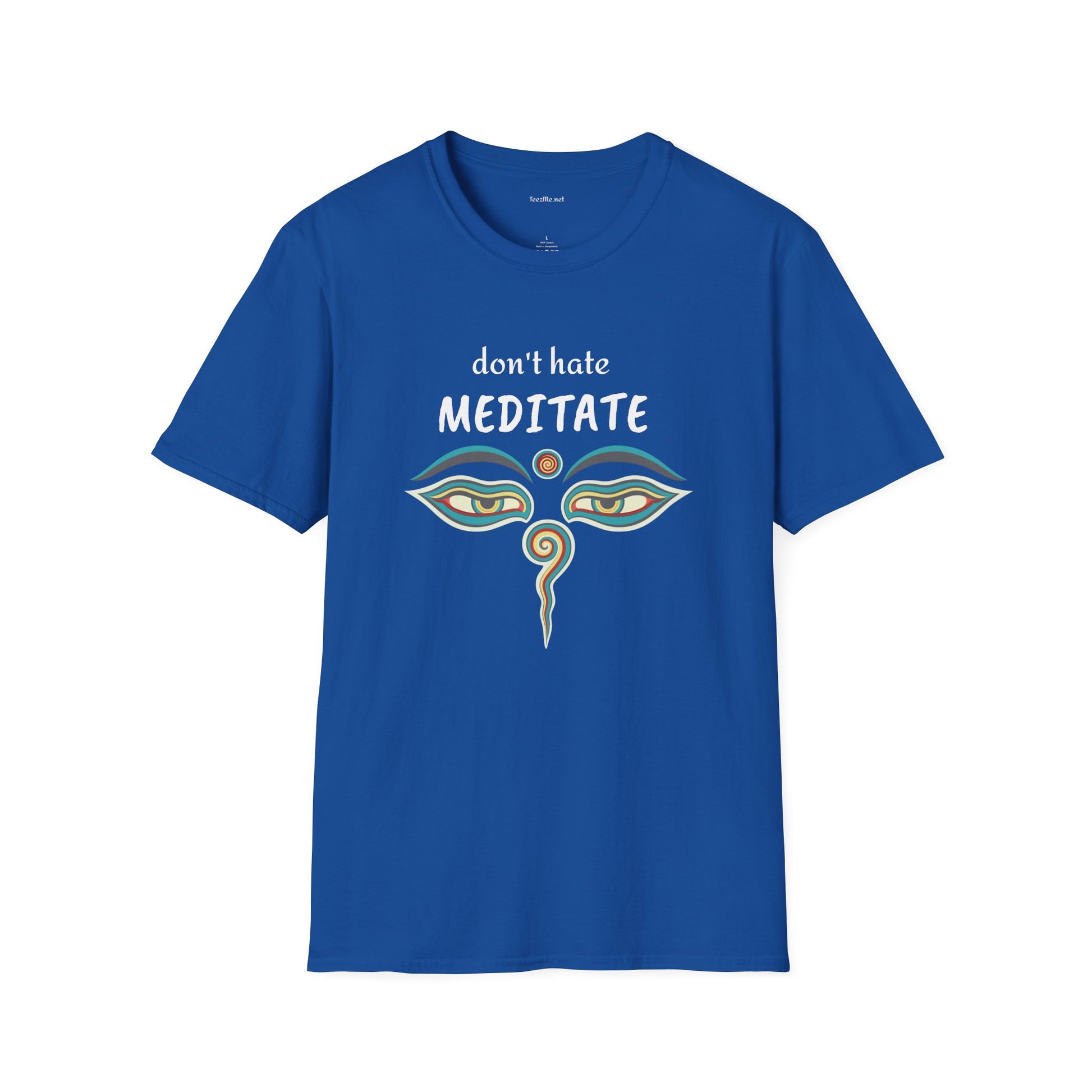 Don't hate MEDITATE - Unisex Softstle T-Shirt 100% Cotton Graphic #yoga