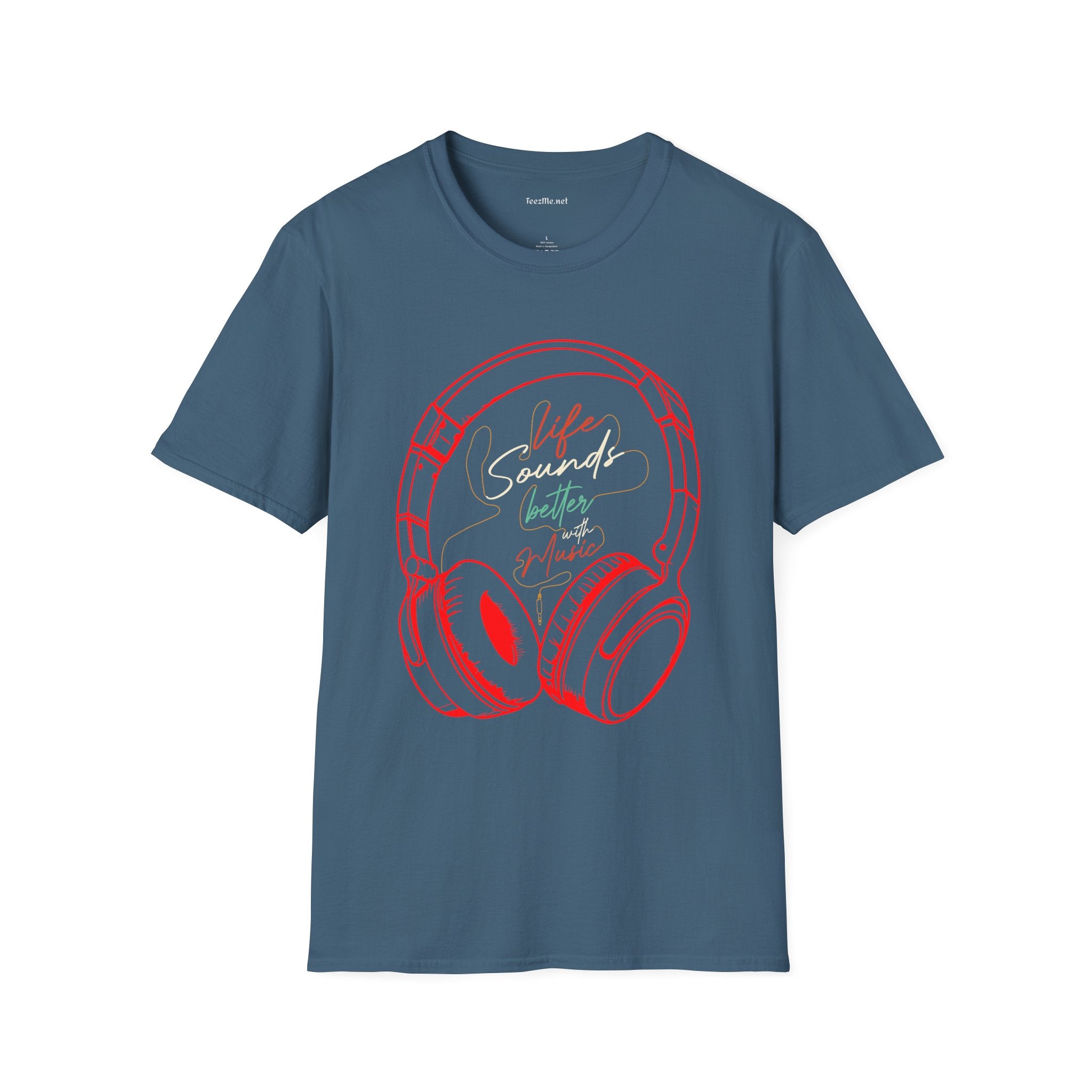 Life Sounds Better with Music Unisex Softstyle T-Shirt 100% Cotton Graphic