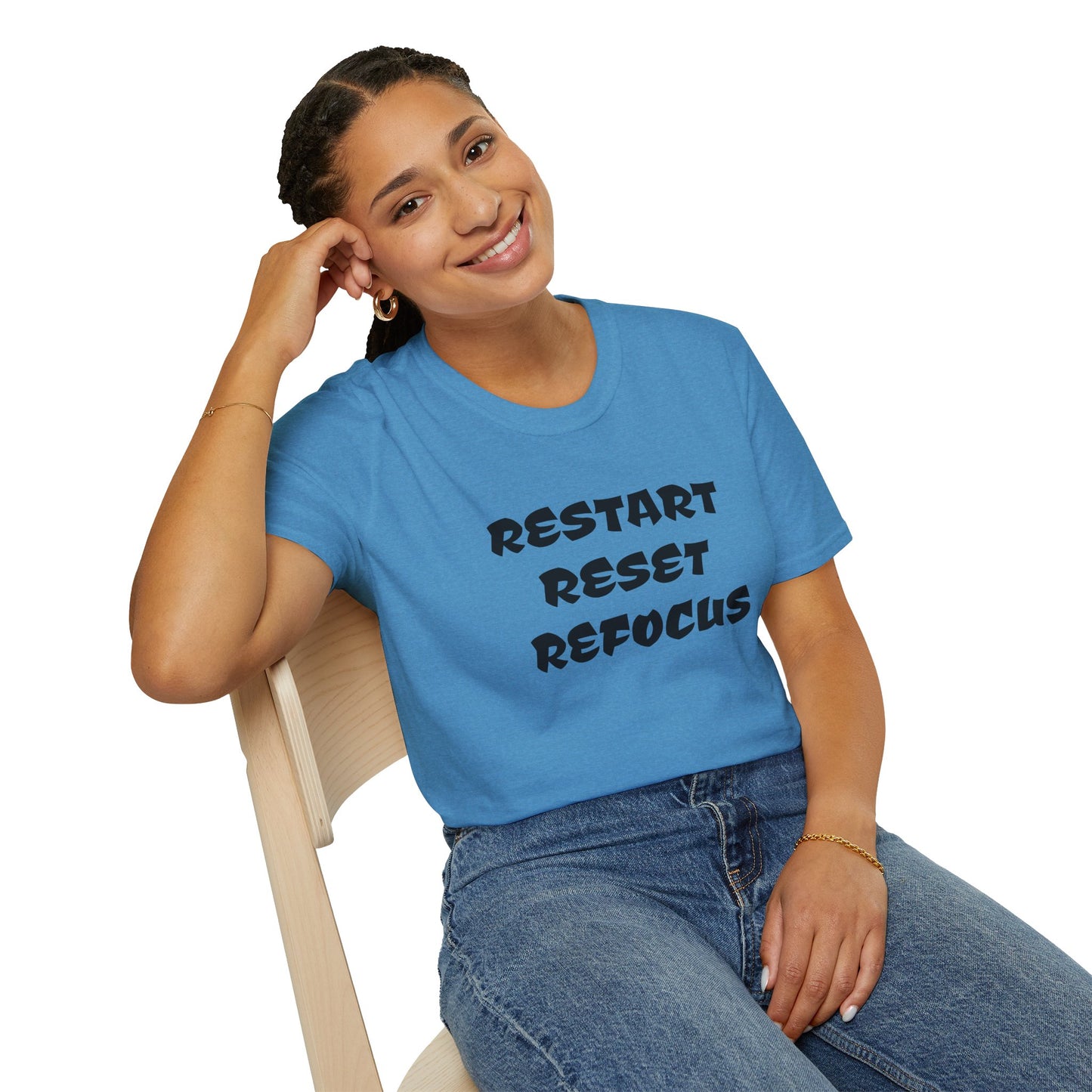 RESTART RESET REFOCUS - Unisex Softstyle T-Shirt 100% Cotton Graphic