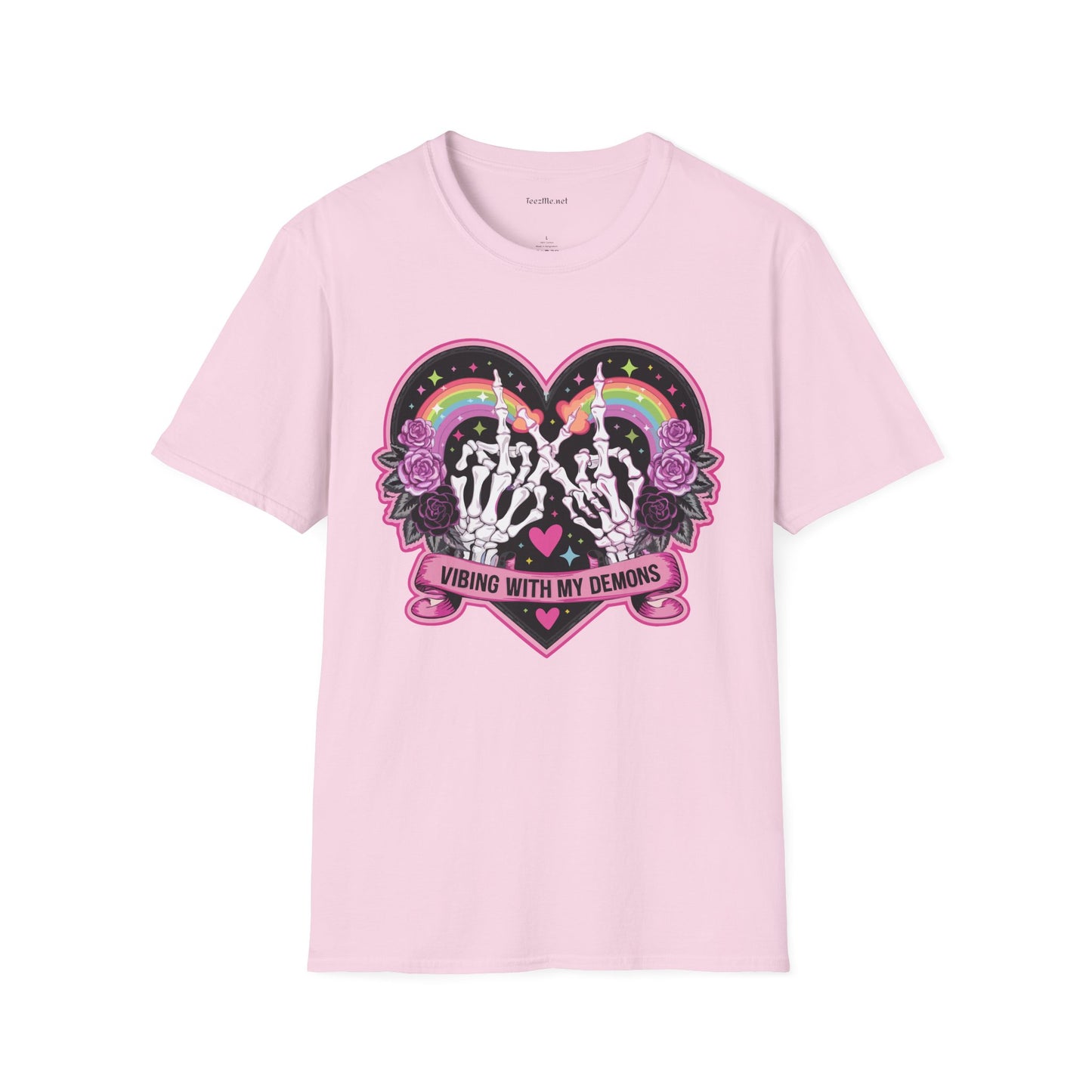 Vibing with My Demons Unisex Softstyle T-Shirt 100% Cotton Graphic