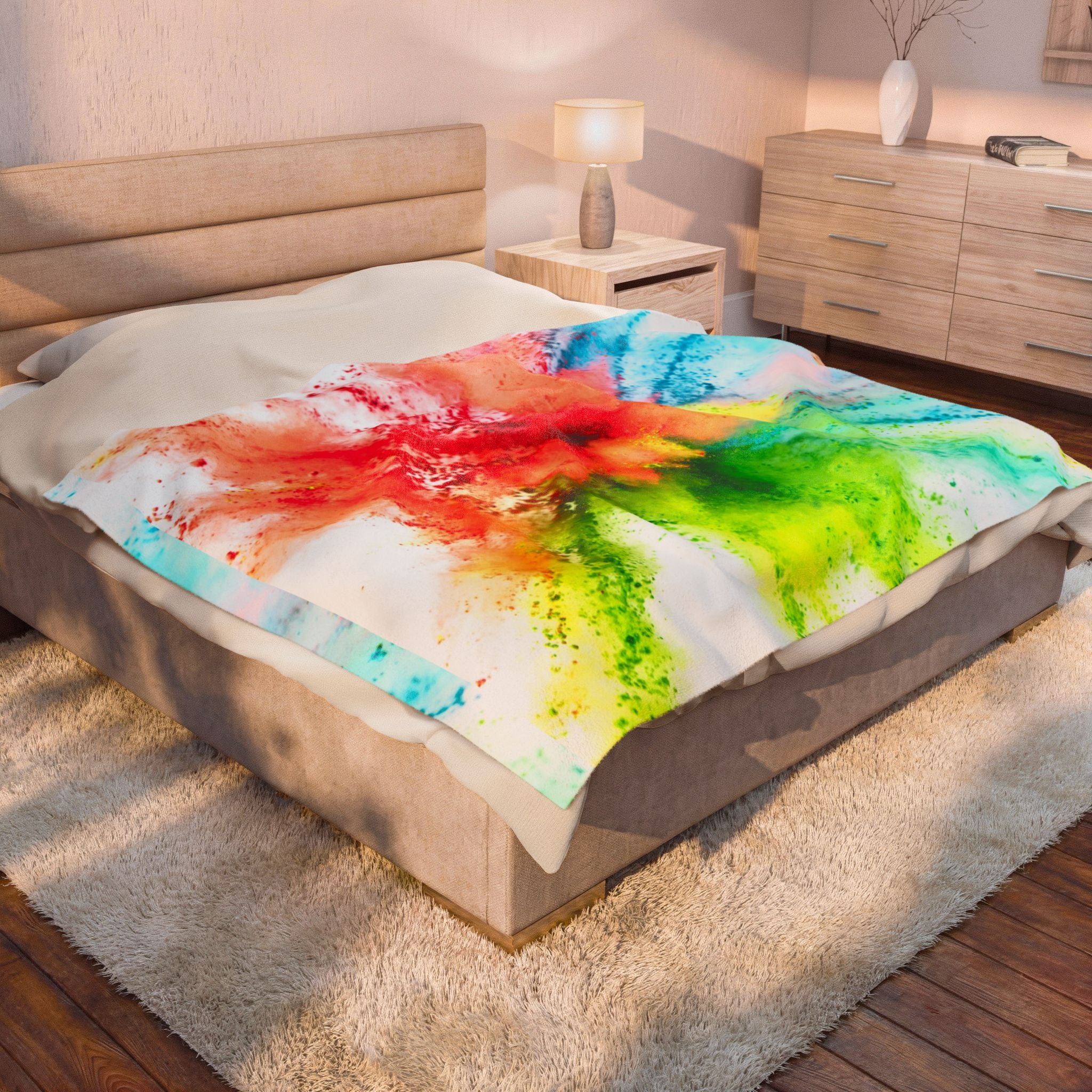 Watercolor Velveteen Plush Blanket