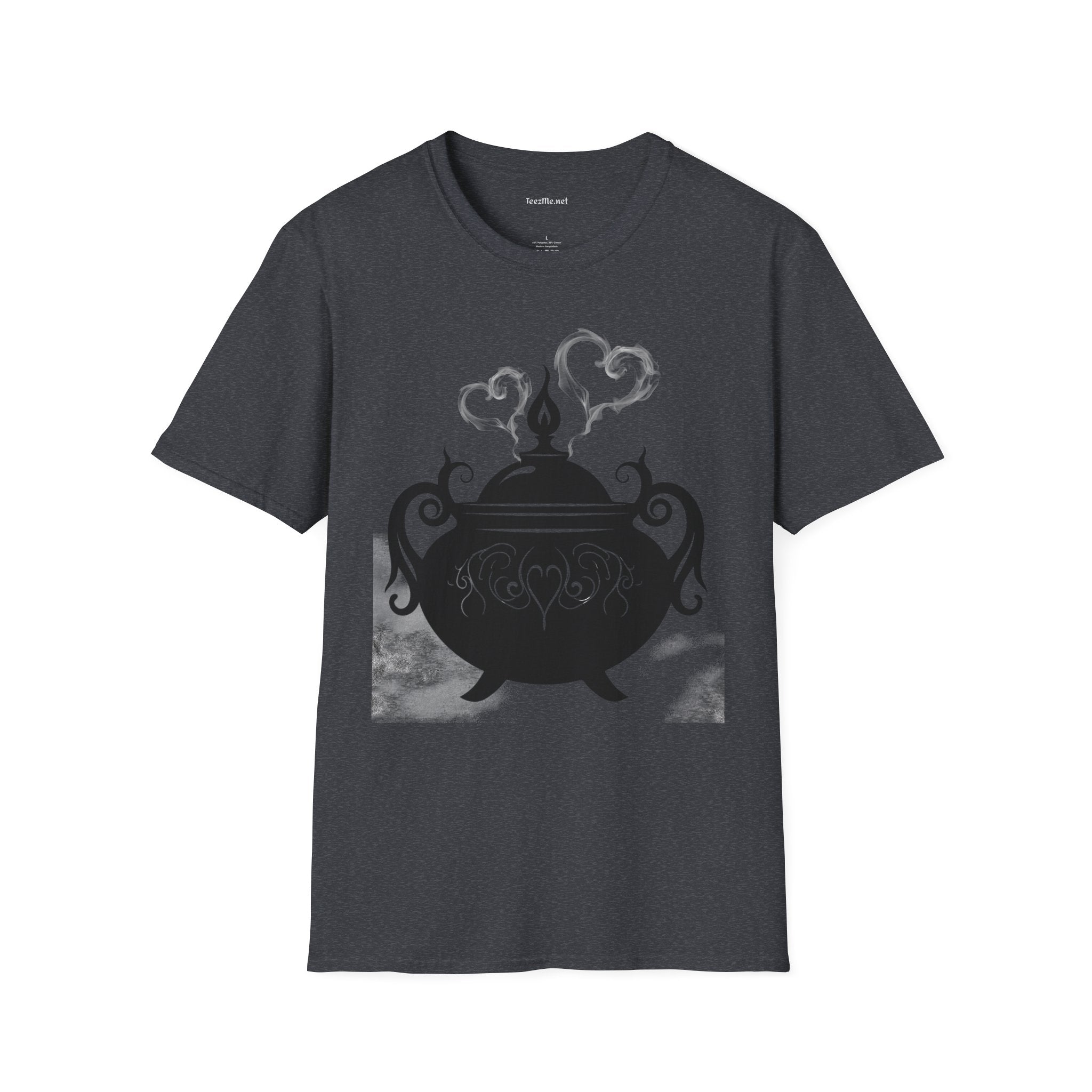 Black Cauldron with Hearts Unisex Soft T-Shirt 100% Cotton Graphic