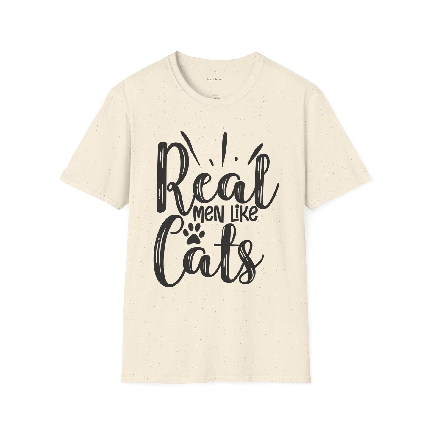 Real Men Like Cats Unisex Soft Style T-Shirt 100% Cotton Graphic