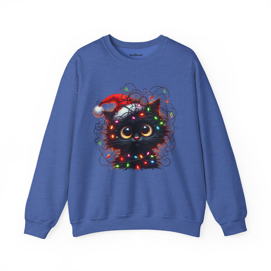 Funny Christmas Black Cat 01 Unisex Heavy Blend™ Crewneck Sweatshirt
