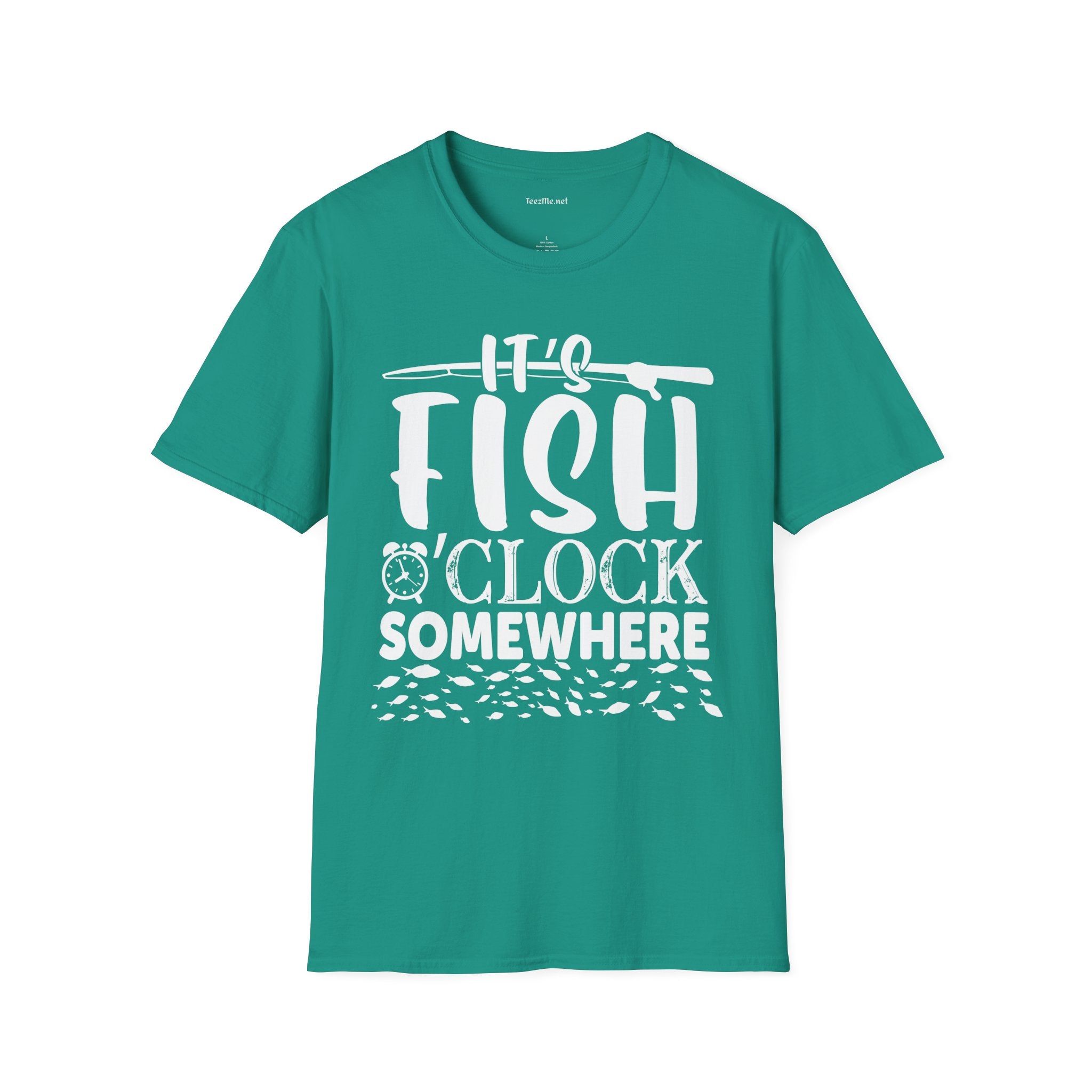It's Fish O'clock Somewhere Unisex Soft Style T-Shirt 100% Cotton Graphic