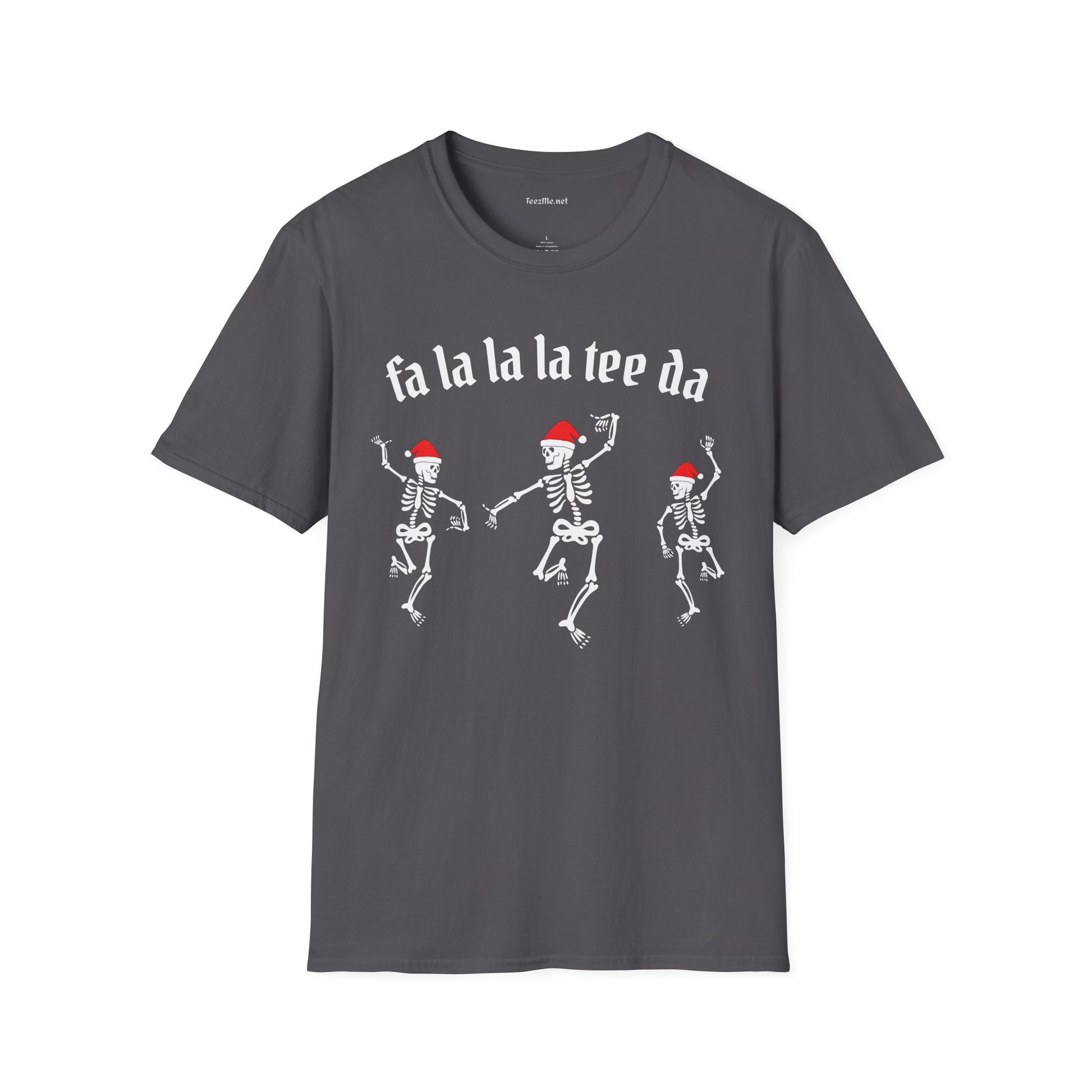 Dancing Santa Skeletons fa la la la Unisex Softstyle T-Shirt 100% Cotton Graphic