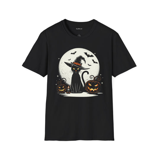 Cat with pumpkin Unisex Softstyle T-Shirt 100% Cotton Graphic