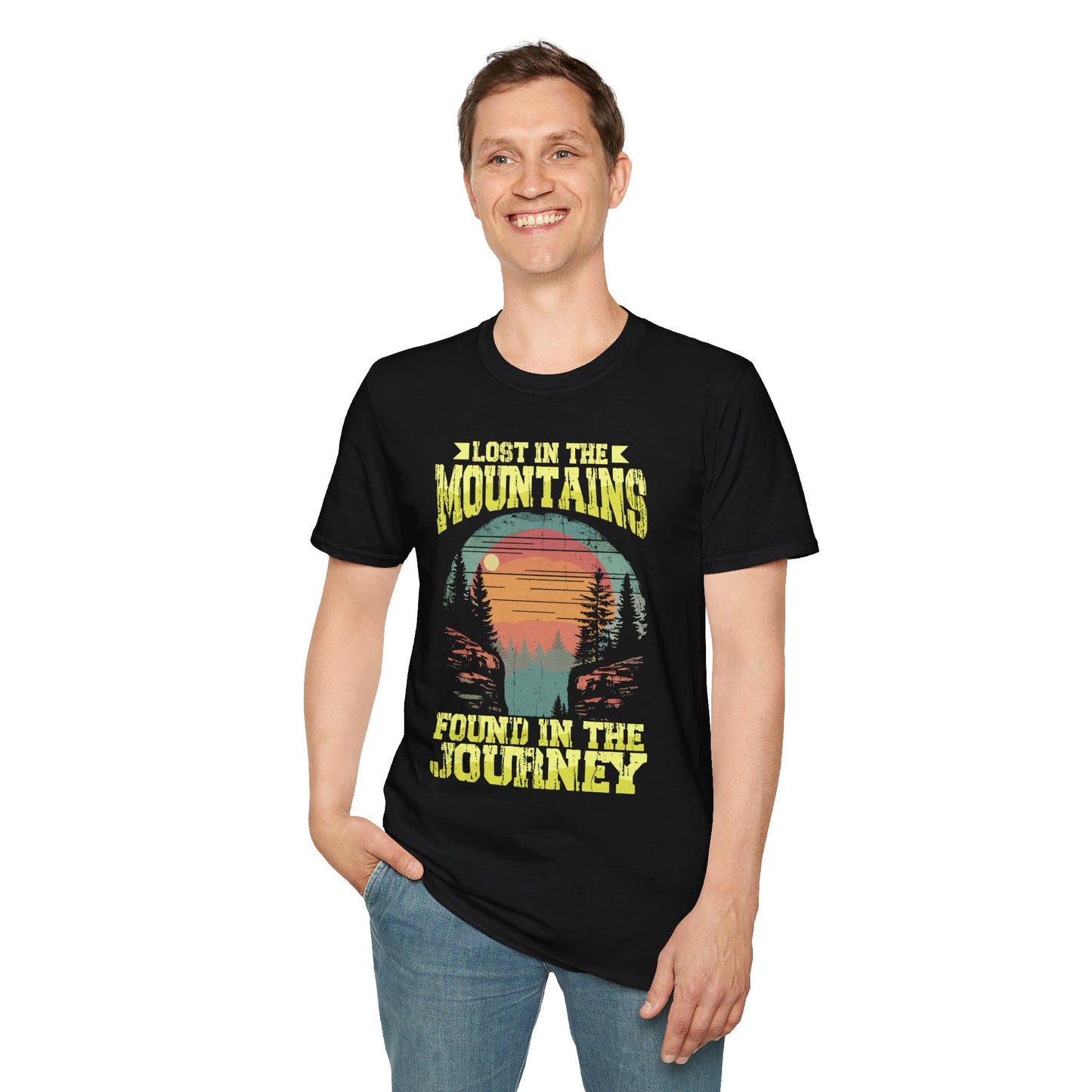 Lost in the Mountain - Unisex Softstyle T-Shirt 100% Cotton Graphic