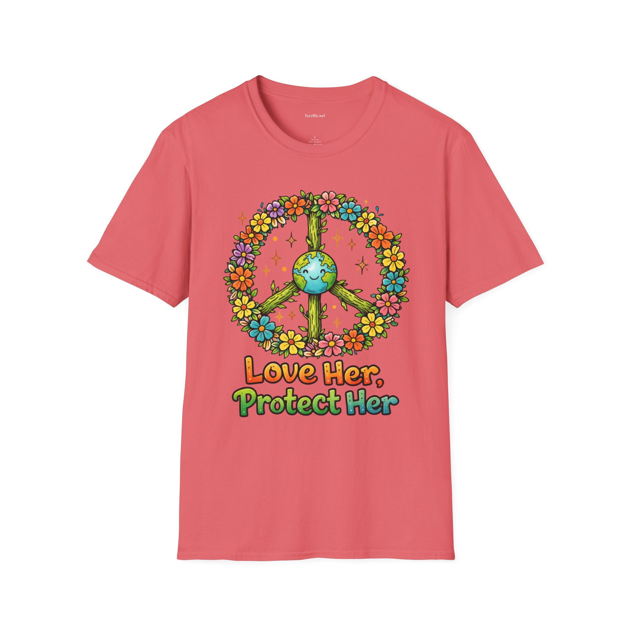 Earth Peace T-Shirt — "Love Her, Protect Her" Floral Eco Graphic