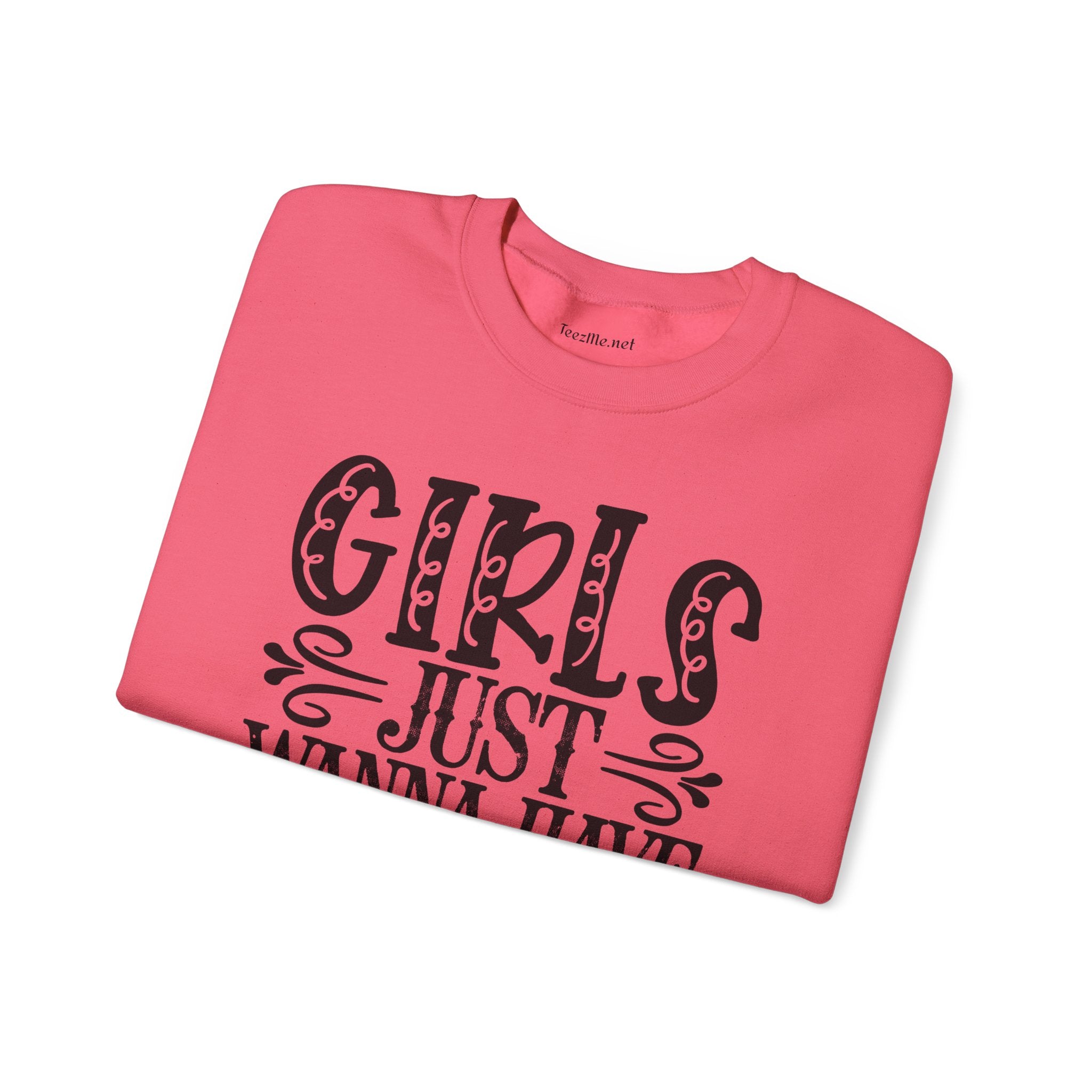 Crewneck Sweatshirt — "Girls Just Wanna Have Guns" Graphic (Women’s Rights & Firearm Pride)