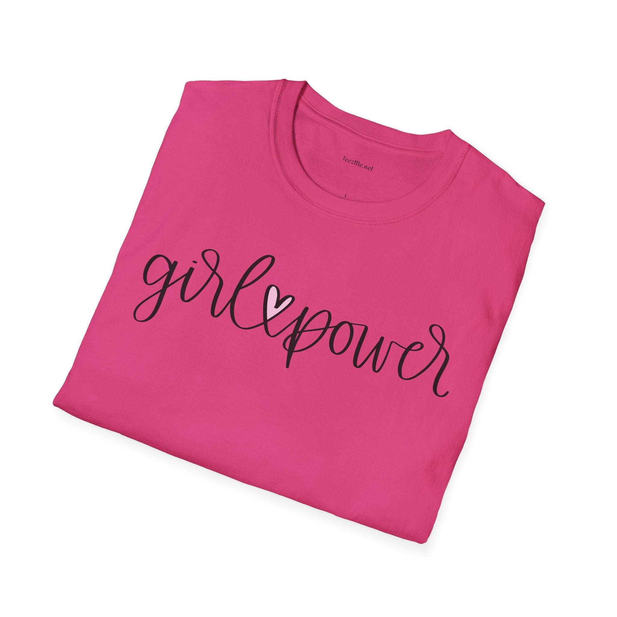 Girl Power T-Shirt — Script Heart Feminist Tee for Women