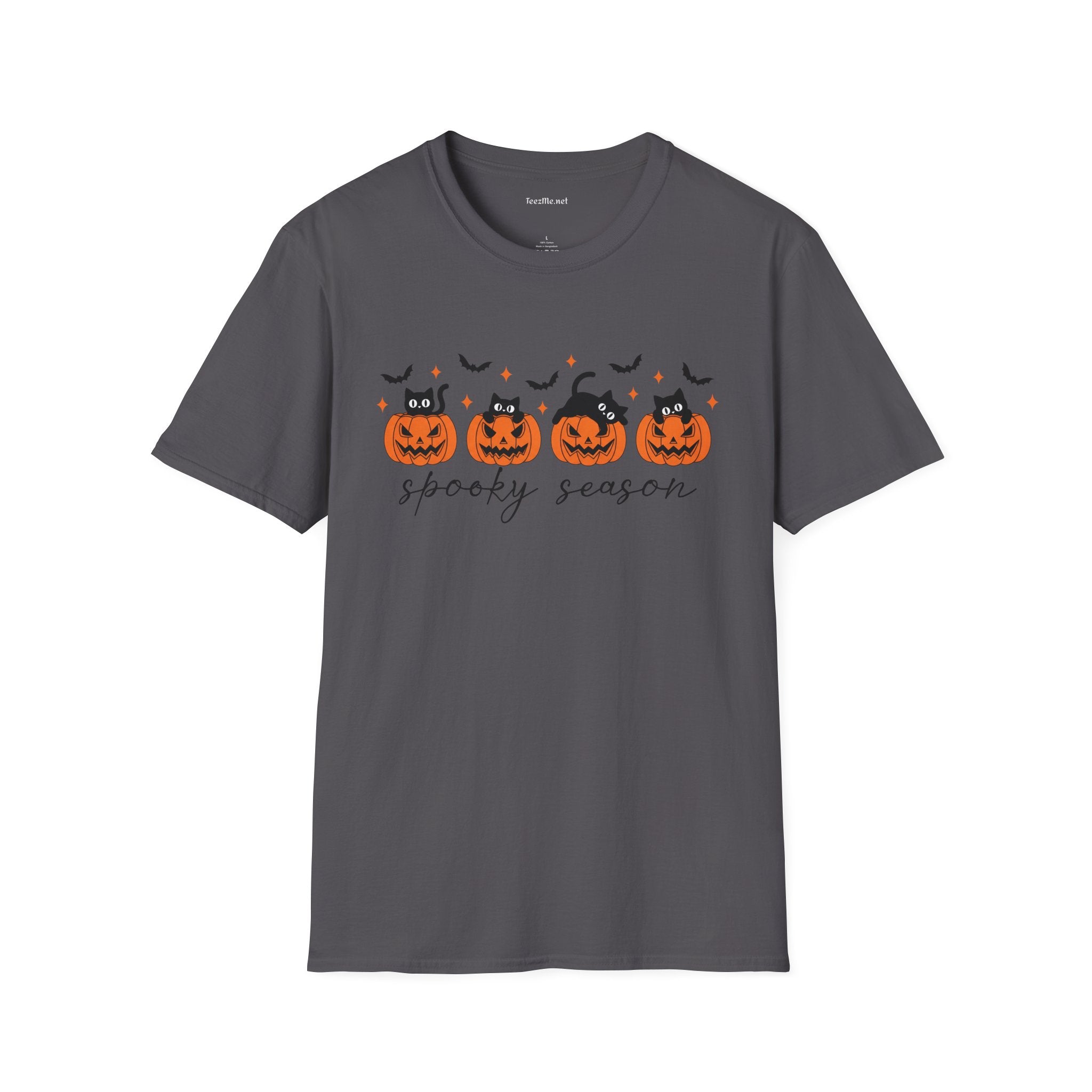 Spooky Season with Cats Unisex Softstyle T-Shirt 100% Cotton