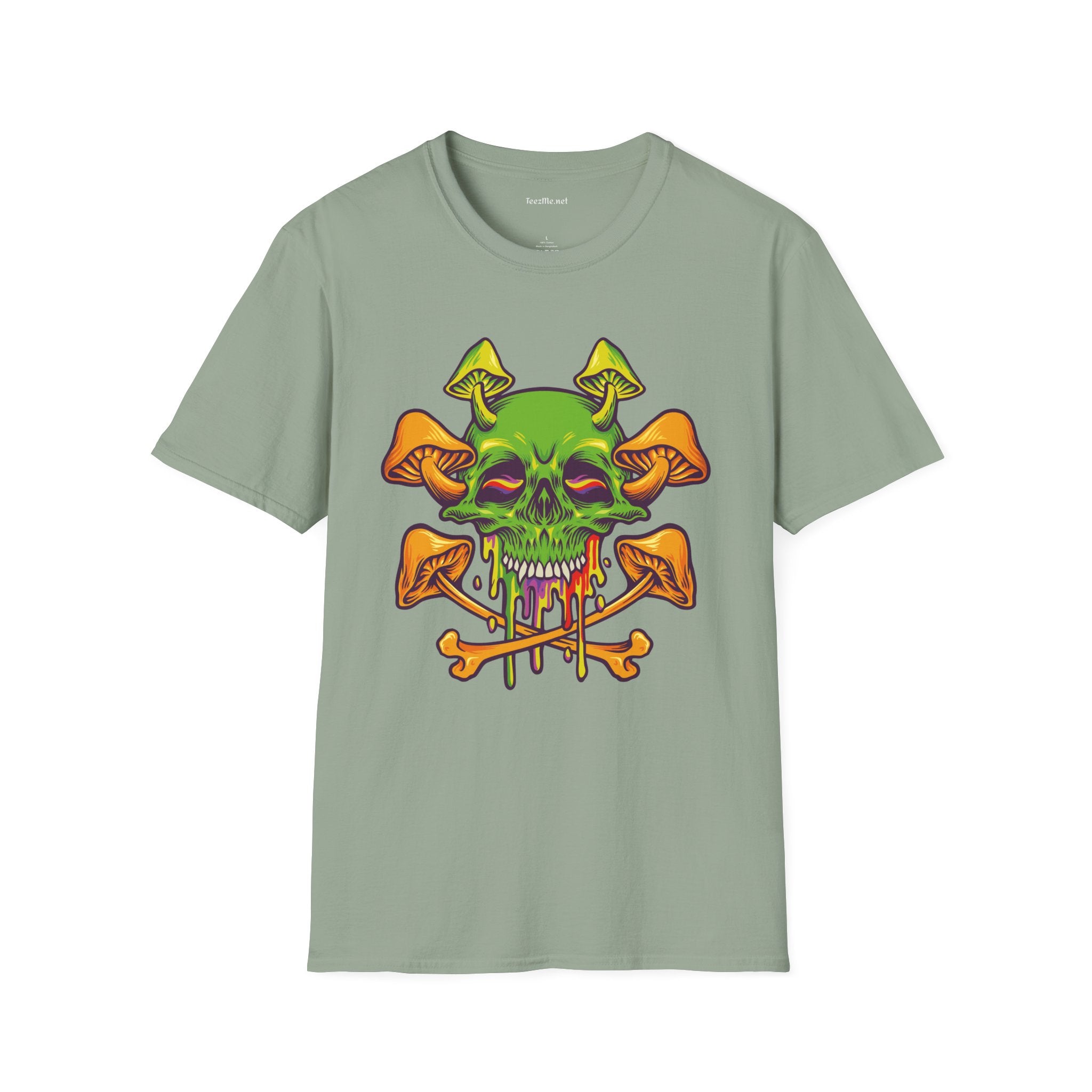 Sugar Skull Magic Mushrooms 01 Unisex Softstyle T-Shirt 100% Cotton Graphic