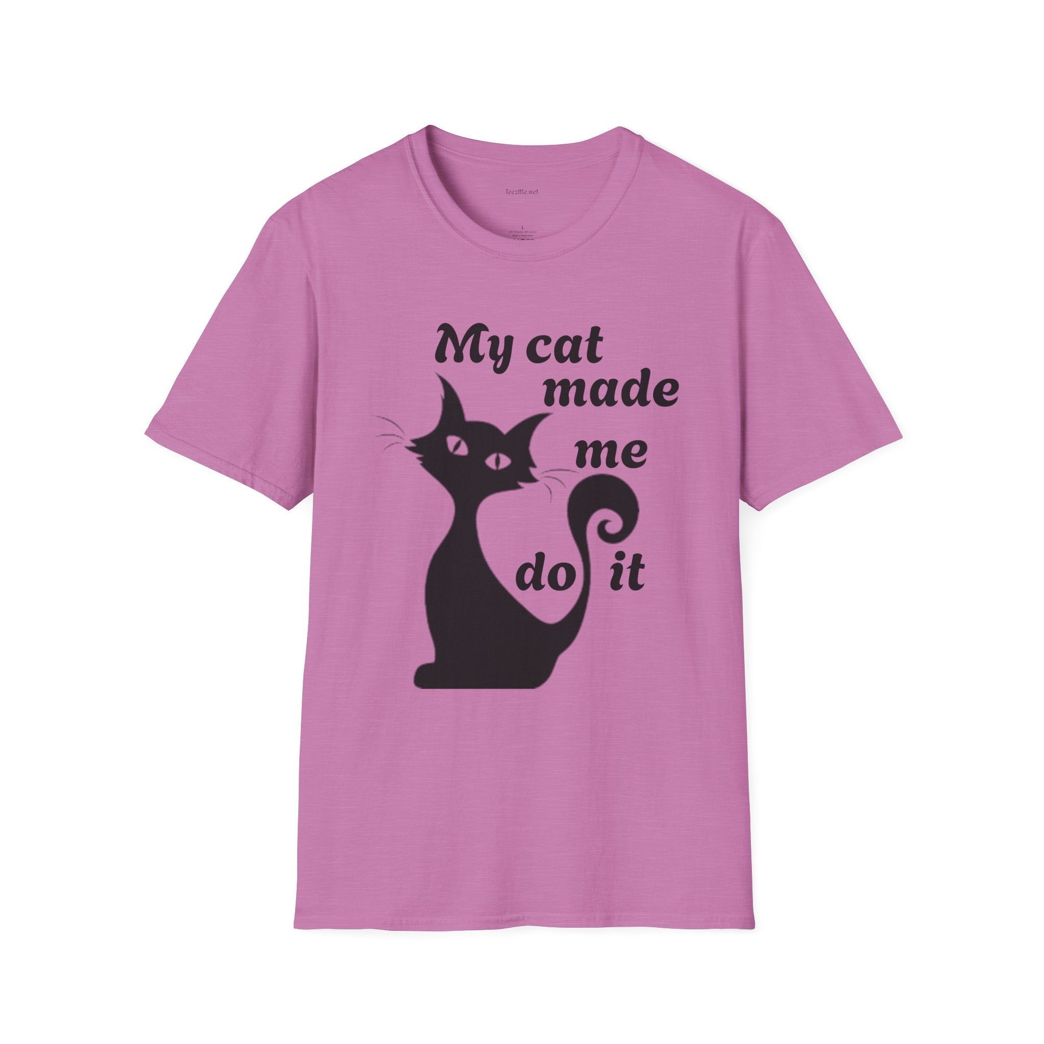 My cat made me do it - Unisex Softstyle T-Shirt 100% Cotton Graphic