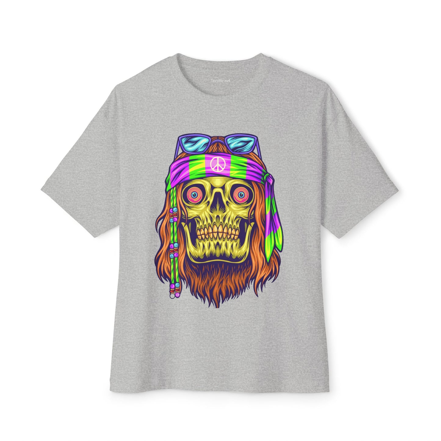 Psychedelic Hippie Skull Unisex Oversized Boxy Tee