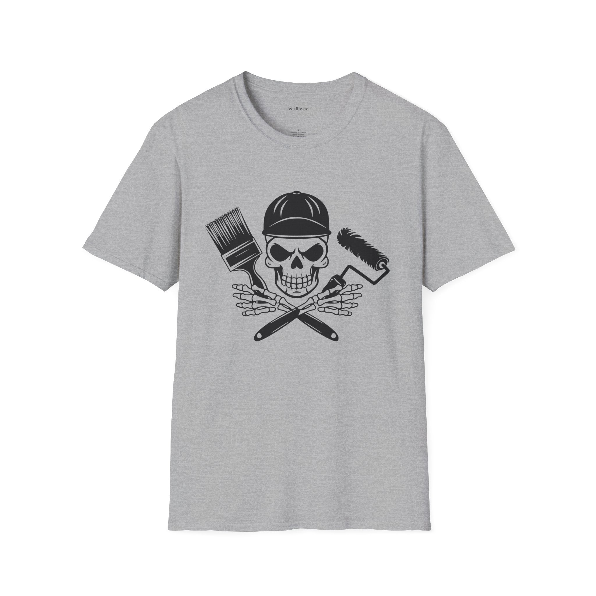 Painter Skeleton Unisex Softstyle T-Shirt 100% Cotton Graphic