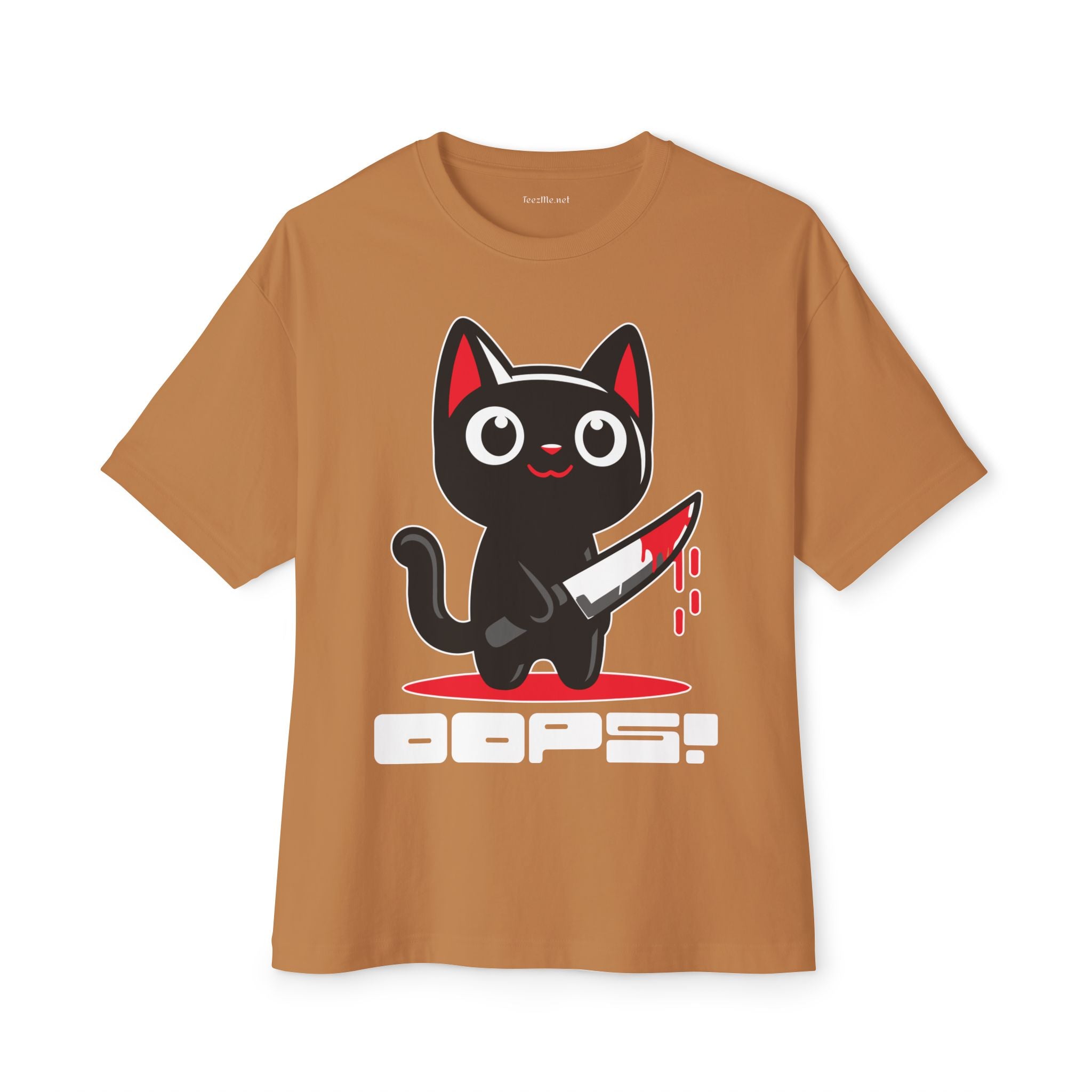 Oops! Knife Cat Tee — Cute Kawaii Black Cat Shirt