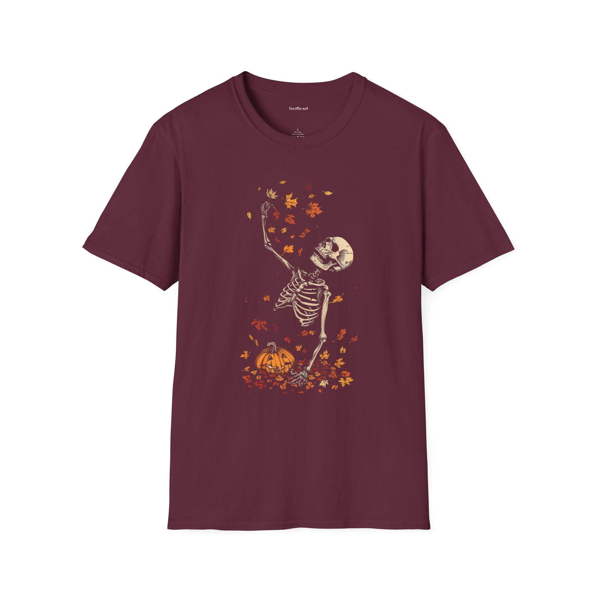 Skeleton & Falling Leaves Halloween T-Shirt
