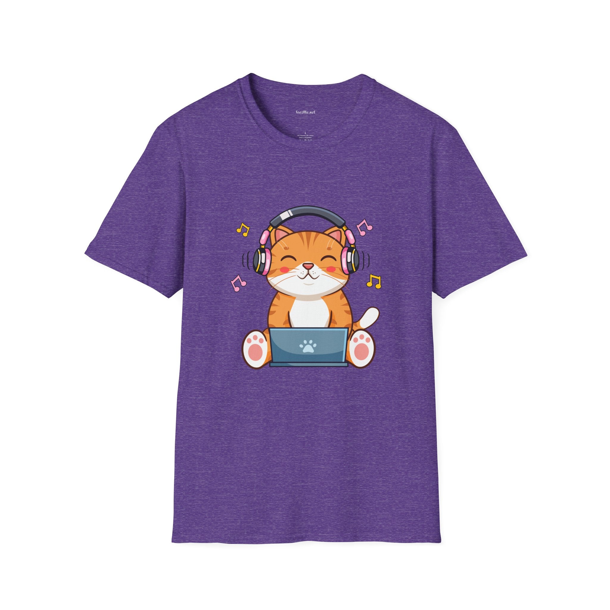 Cat with Headphones T-Shirt — Cute Music Kitty Tee