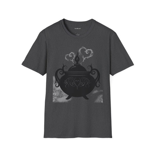 Black Cauldron with Hearts Unisex Soft T-Shirt 100% Cotton Graphic