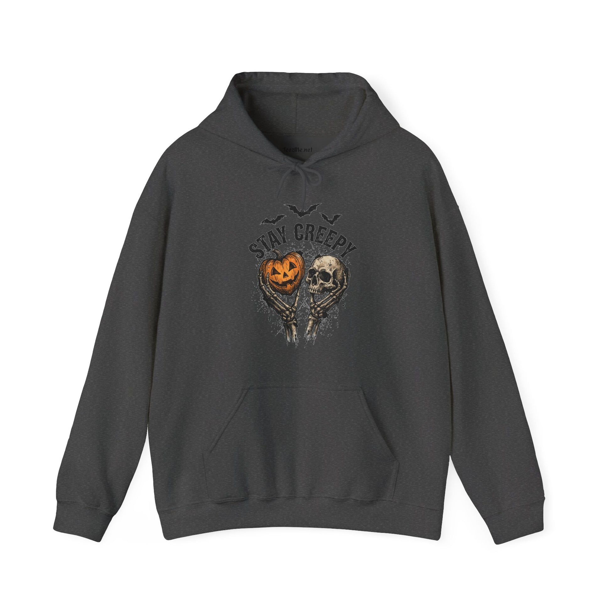 Stay Creepy Halloween Hoodie — Pumpkin & Skull Graphic Hooded Sweatshirt