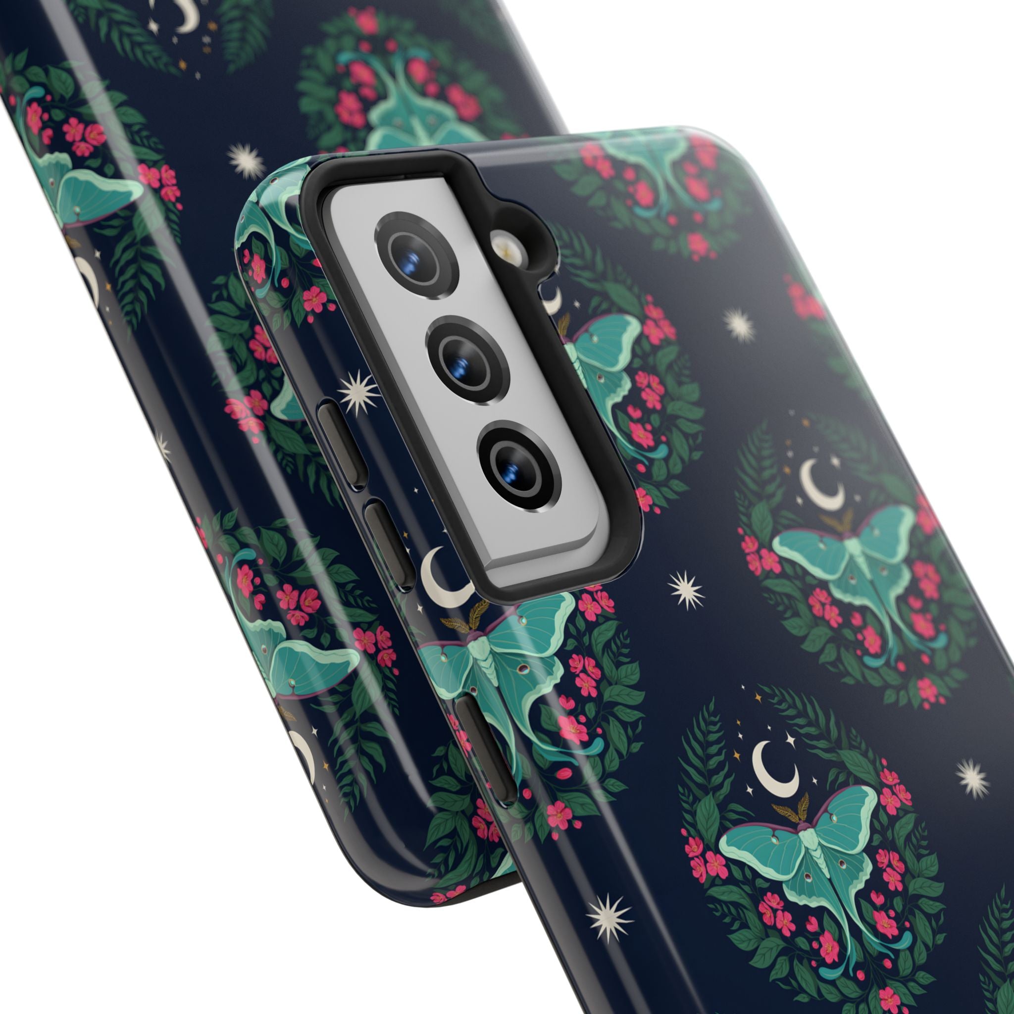 Moon Moth Tough Phone Case — Botanical Nightscape Protective Cover