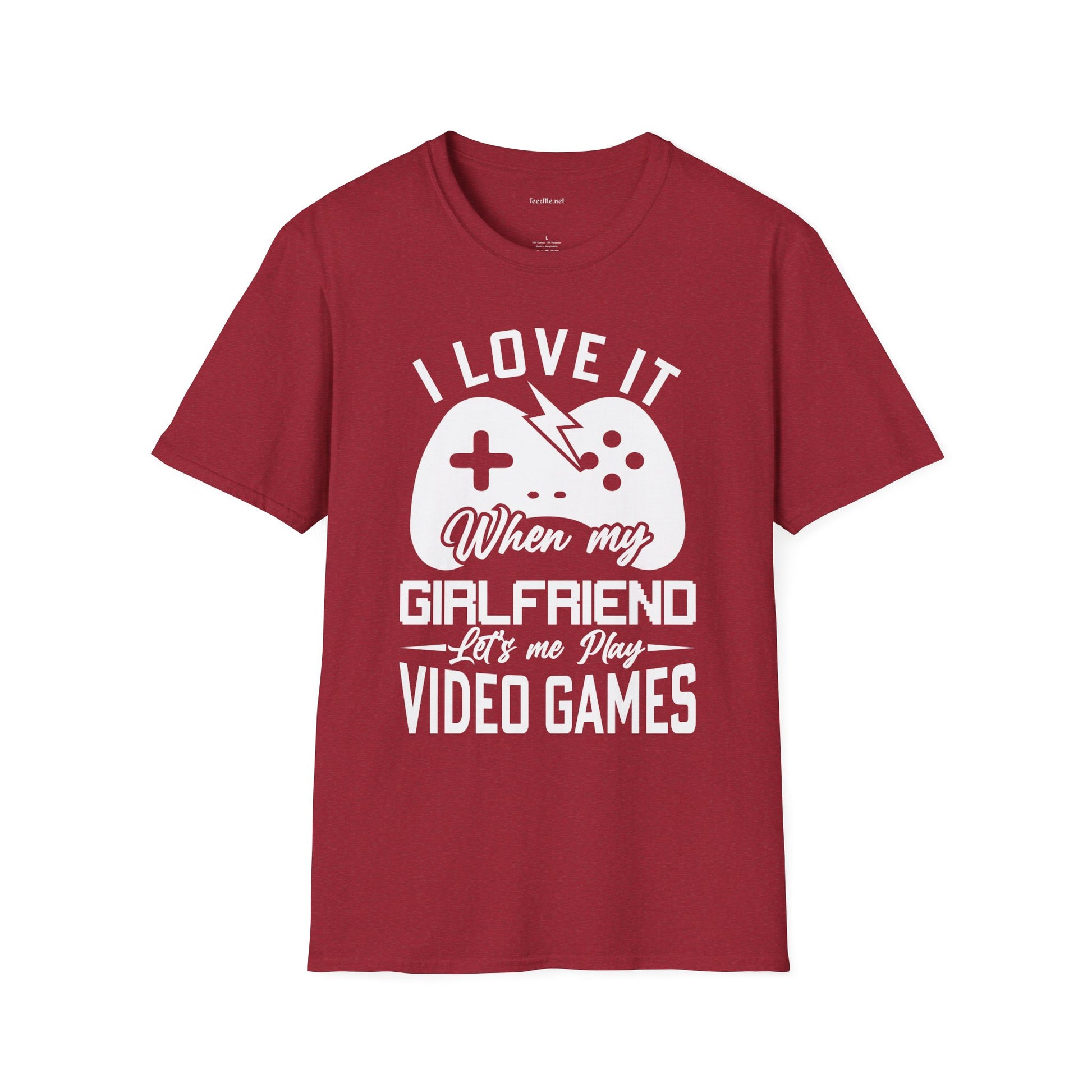 I Love It When My Girlfriend Let's Me Play Unisex Softstyle T-Shirt 100% Cotton Graphic