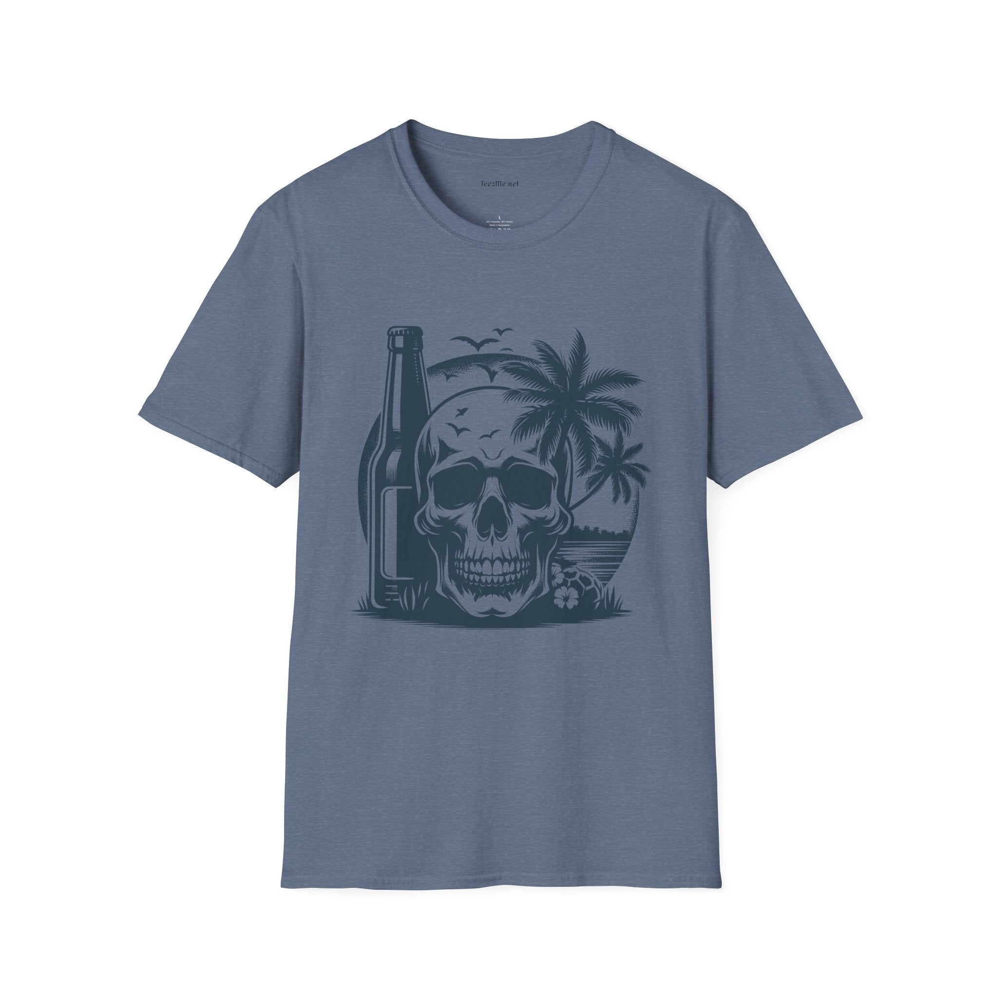 Skull with Beer 02 Unisex Softstyle T-Shirt 100% Cotton