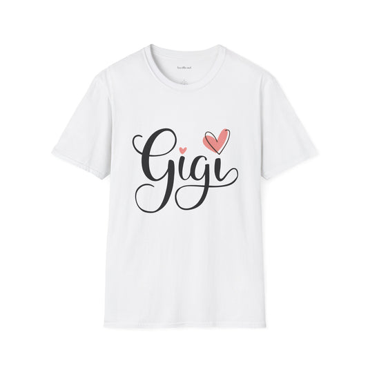Gigi (pink heart) Unisex Soft Style T-Shirt 100% Cotton Graphic