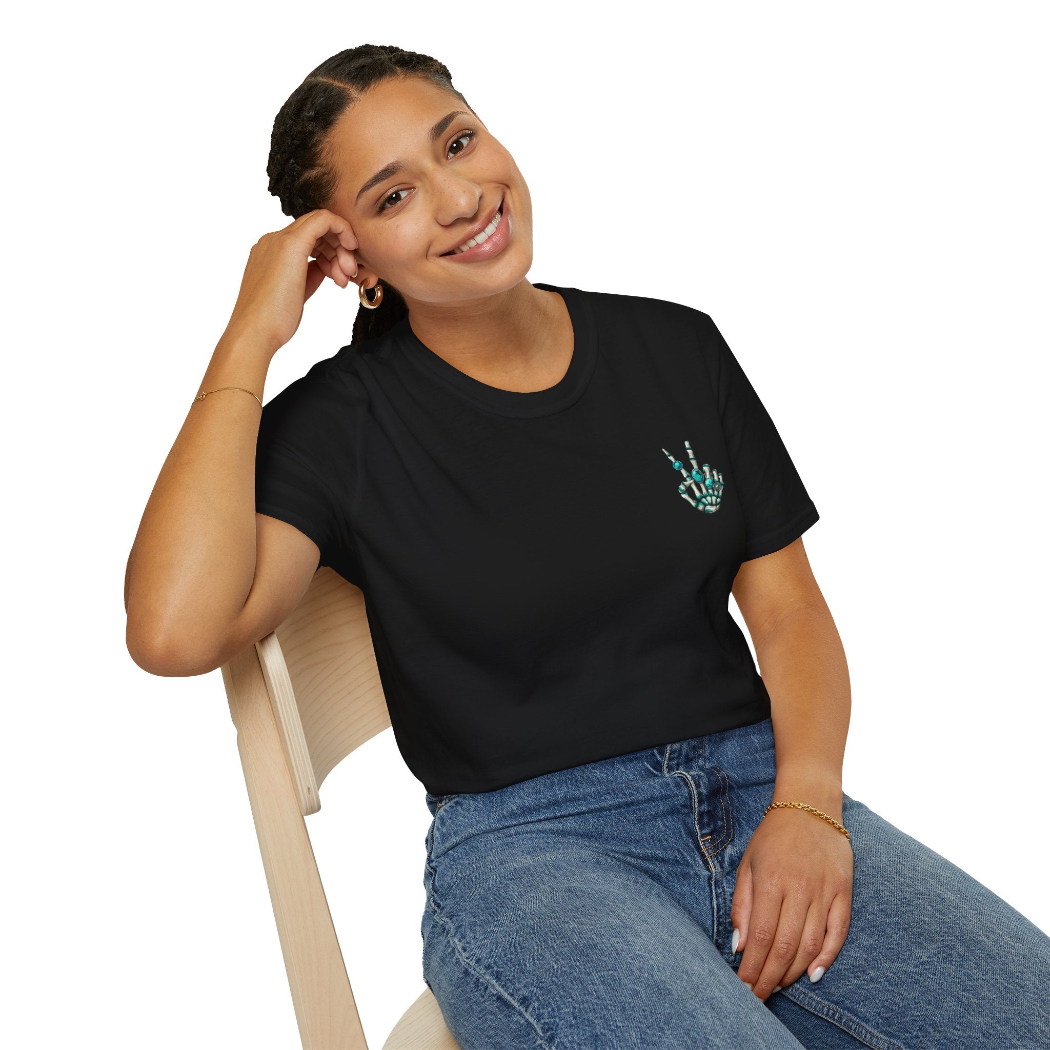Peace Gemstone Skeleton - Unisex Softstyle T-Shirt 100% Cotton Graphic