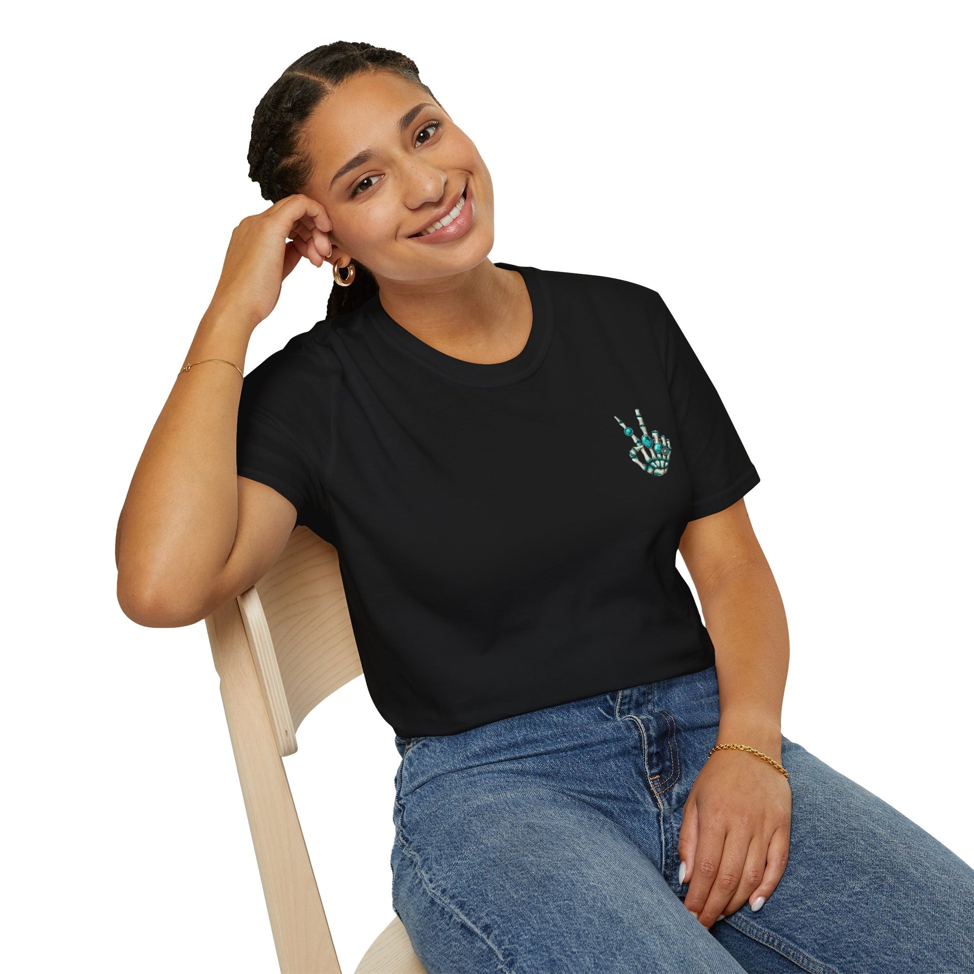 Peace Gemstone Skeleton - Unisex Softstyle T-Shirt 100% Cotton Graphic