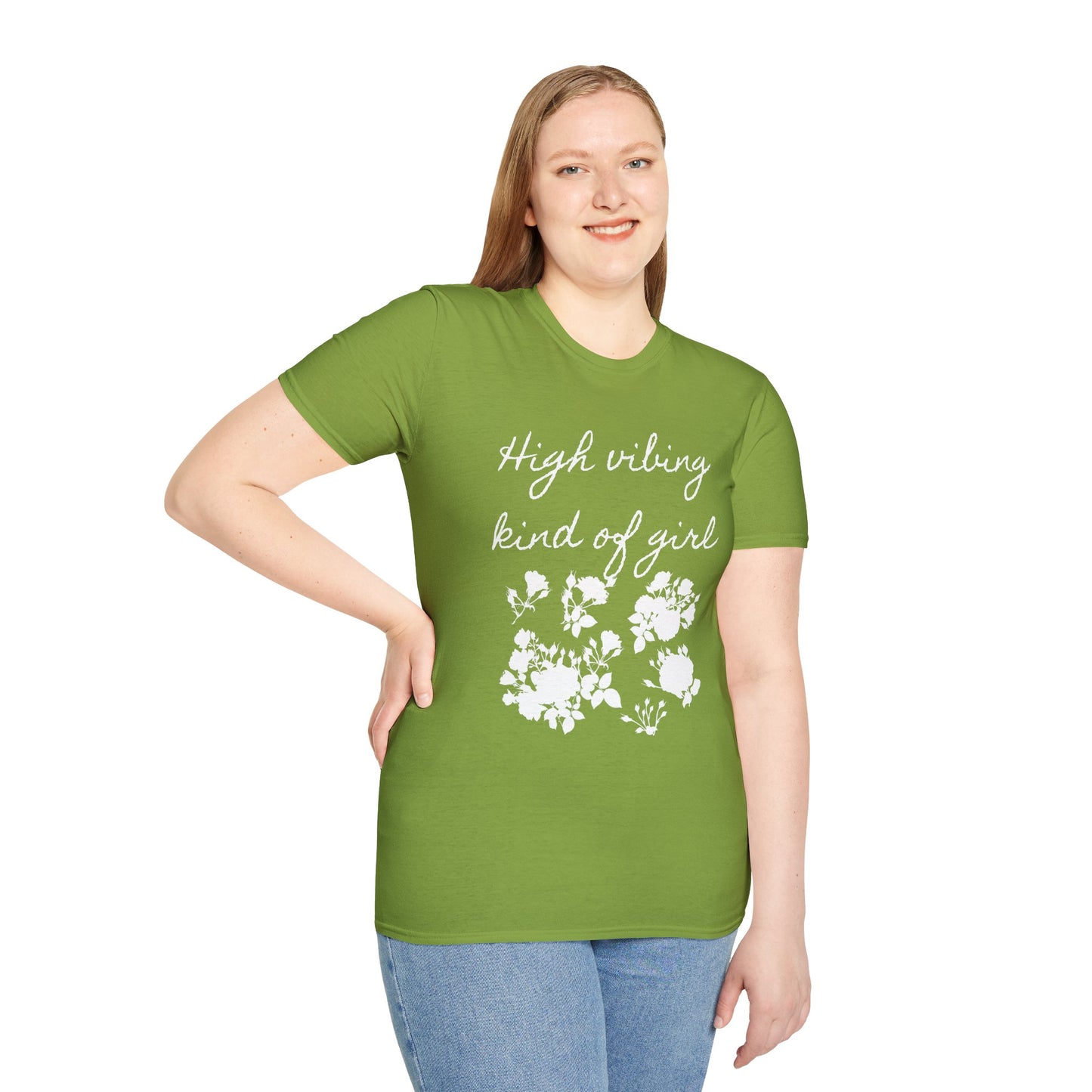 High vibing kind of girl - Unisex Softstyle T-Shirt 100% Cotton Graphic