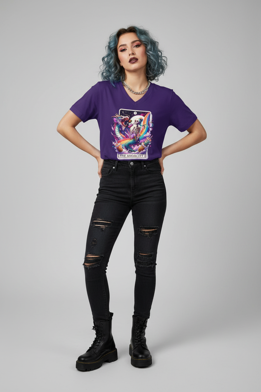 The Audacity Tarot Card Unisex Jersey Short Sleeve V-Neck Tee