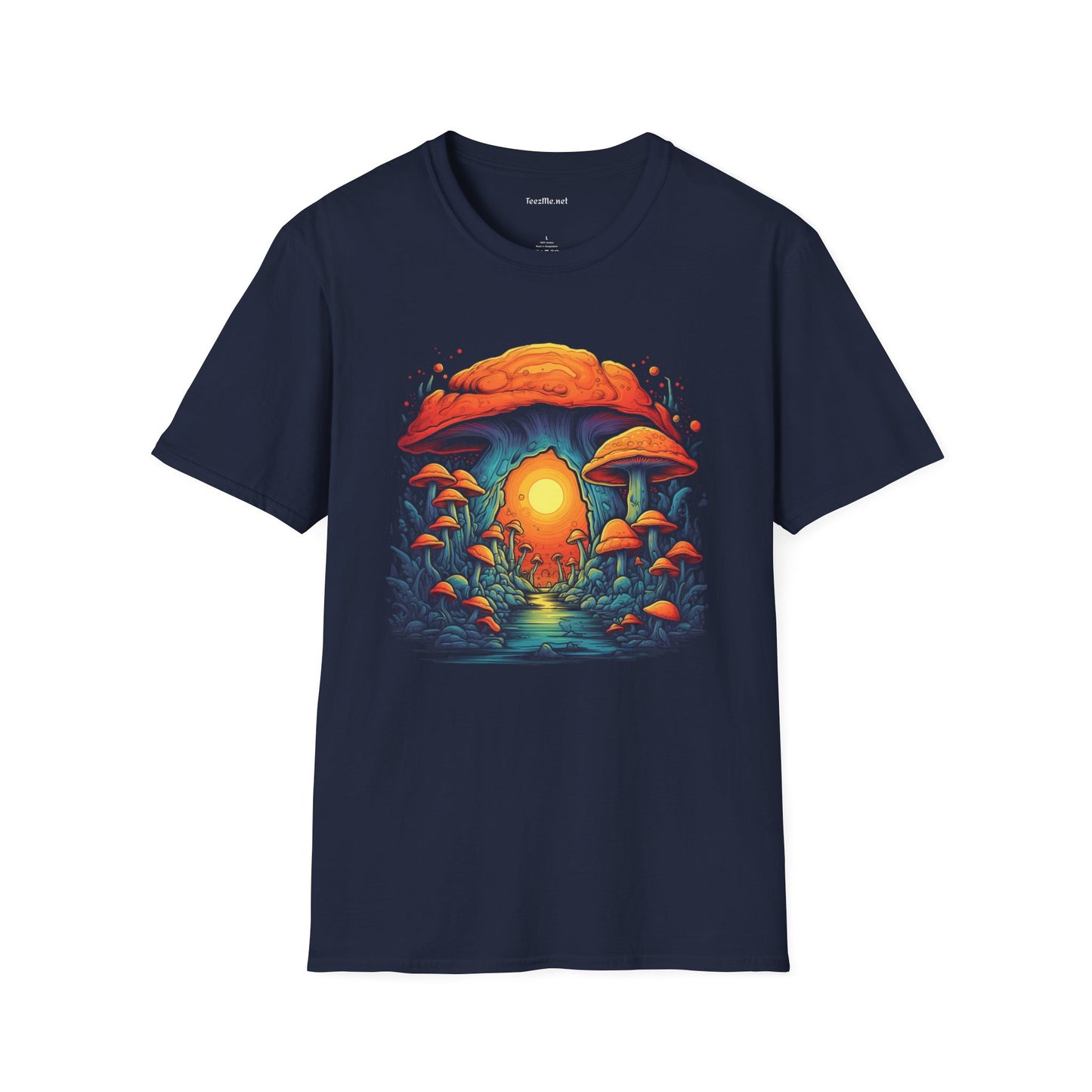BOHO Psych Mushroom Unisex Softstyle T-Shirt 100% Cotton Graphic