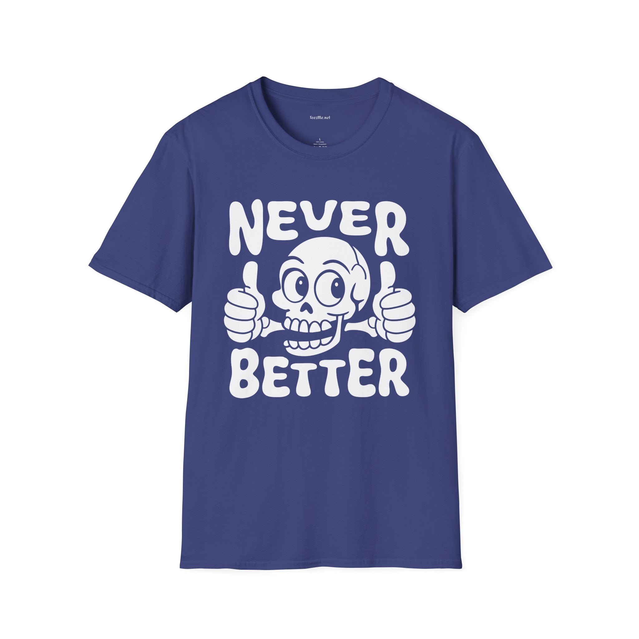 Never Better Skull Tee — Retro Thumbs-Up Graphic T-Shirt