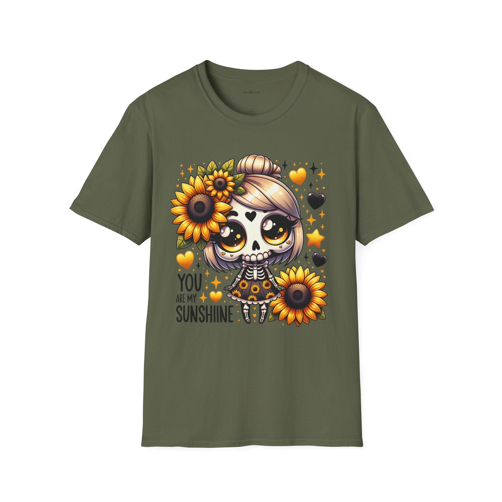 Sunflower Day of the Dead Tee — "You Are My Sunshine" Cute Sugar Skull Shirt