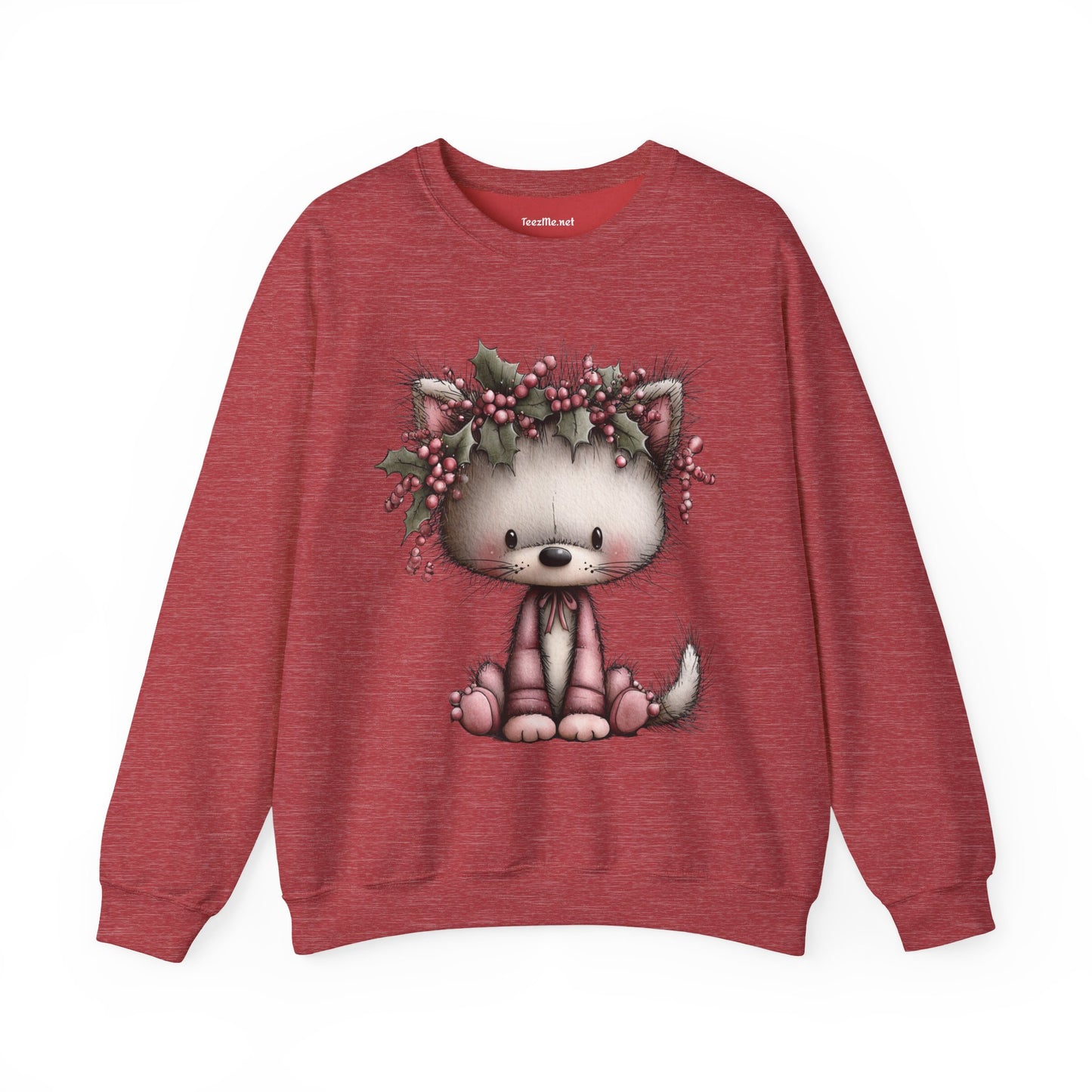 Whimsical Holiday Cat 01 Unisex Heavy Blend™ Crewneck Sweatshirt