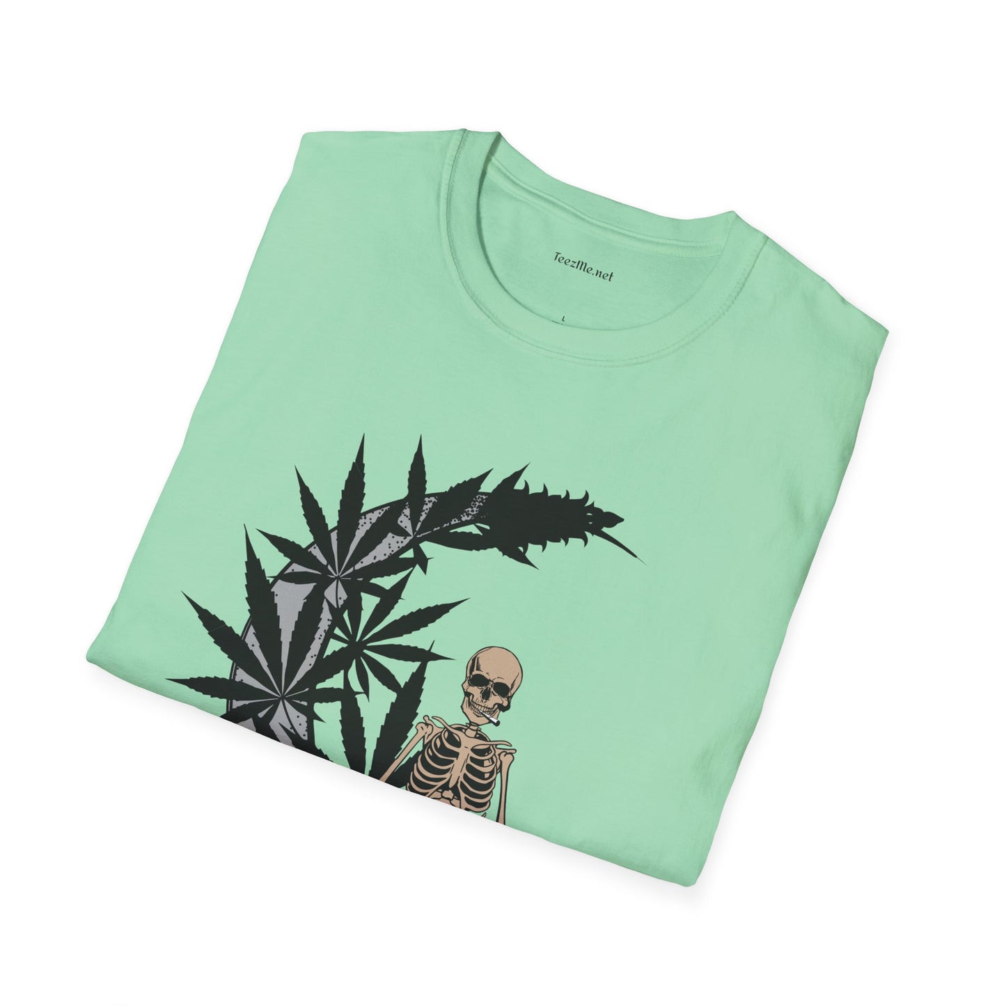 Smoking Skeleton - Unisex Softstyle T-Shirt 100% Cotton Graphic