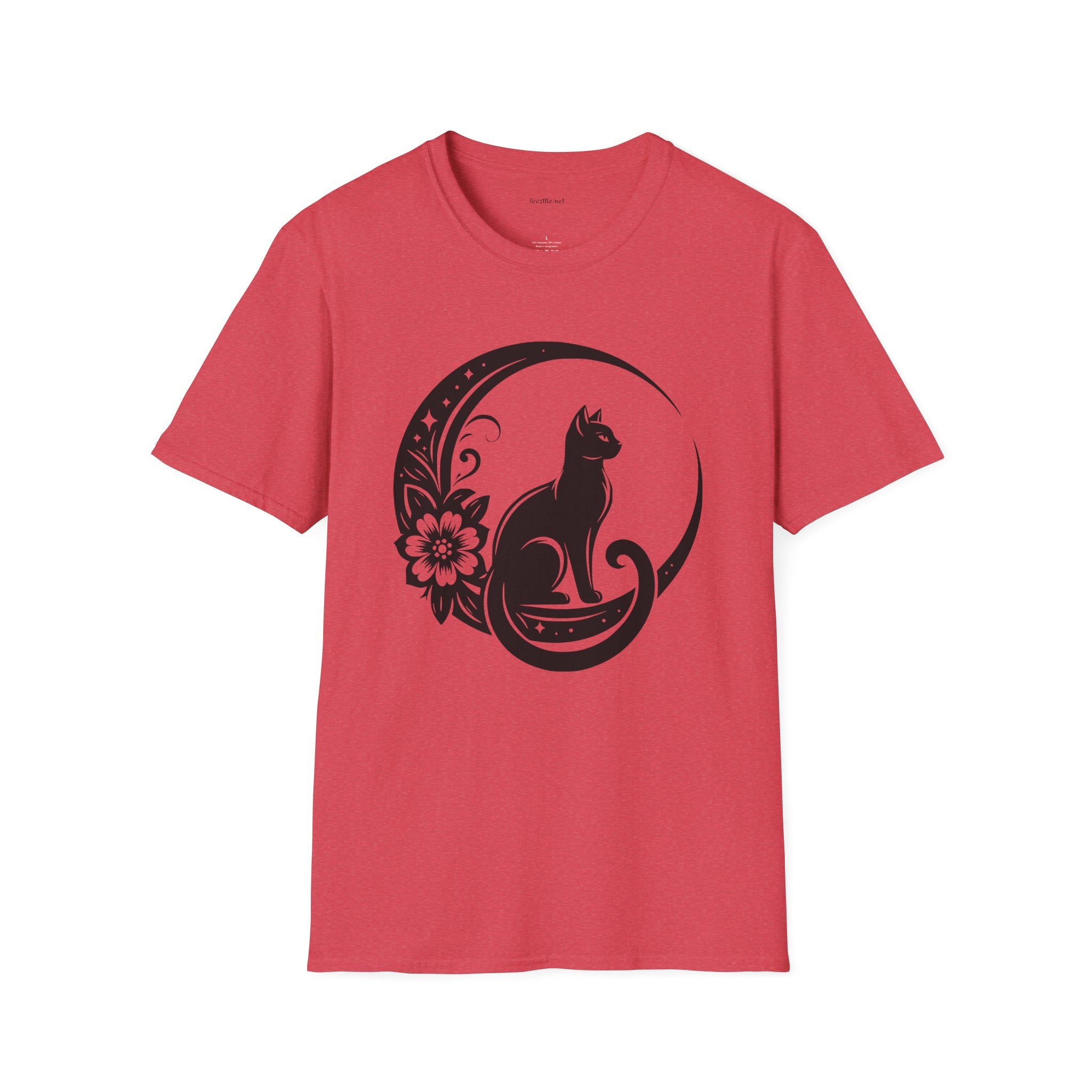 Crescent Moon Cat - Unisex Softstyle T-Shirt 100% Cotton Graphic
