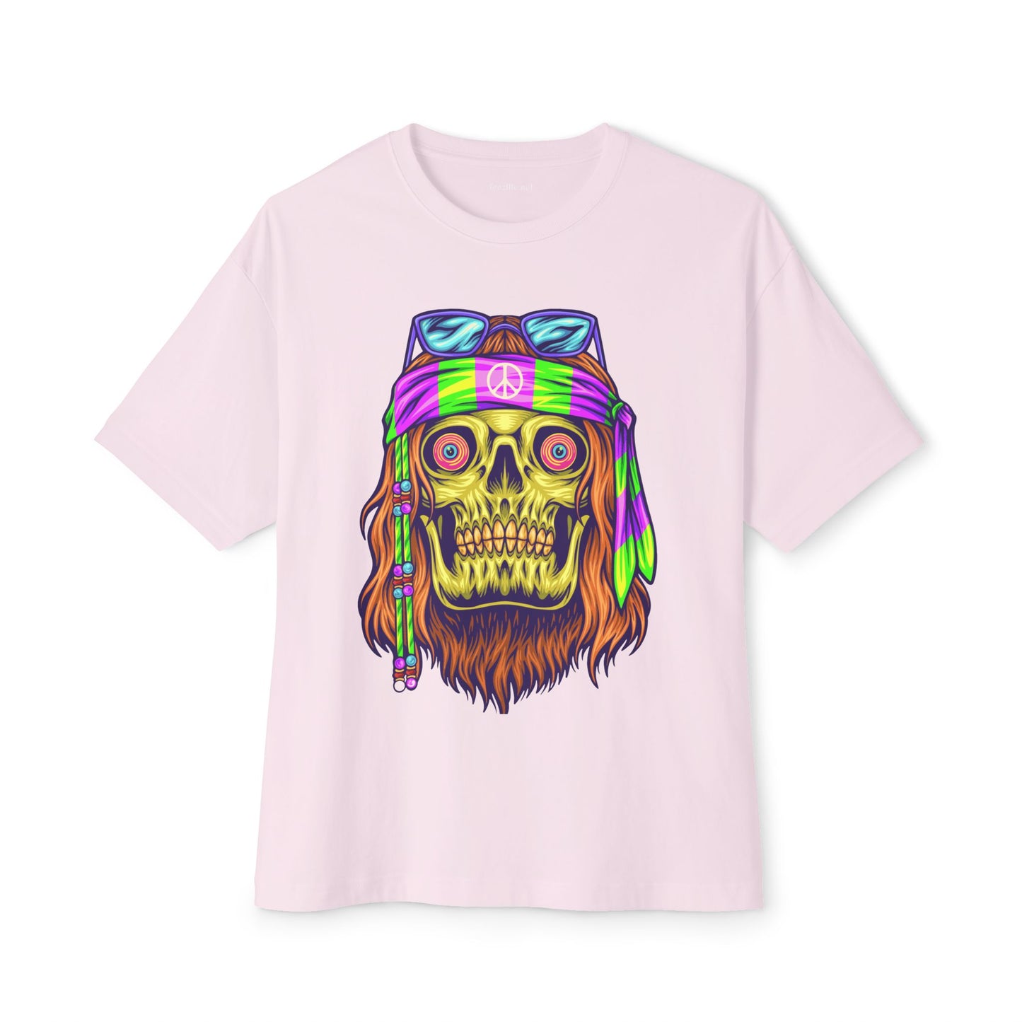 Psychedelic Hippie Skull Unisex Oversized Boxy Tee