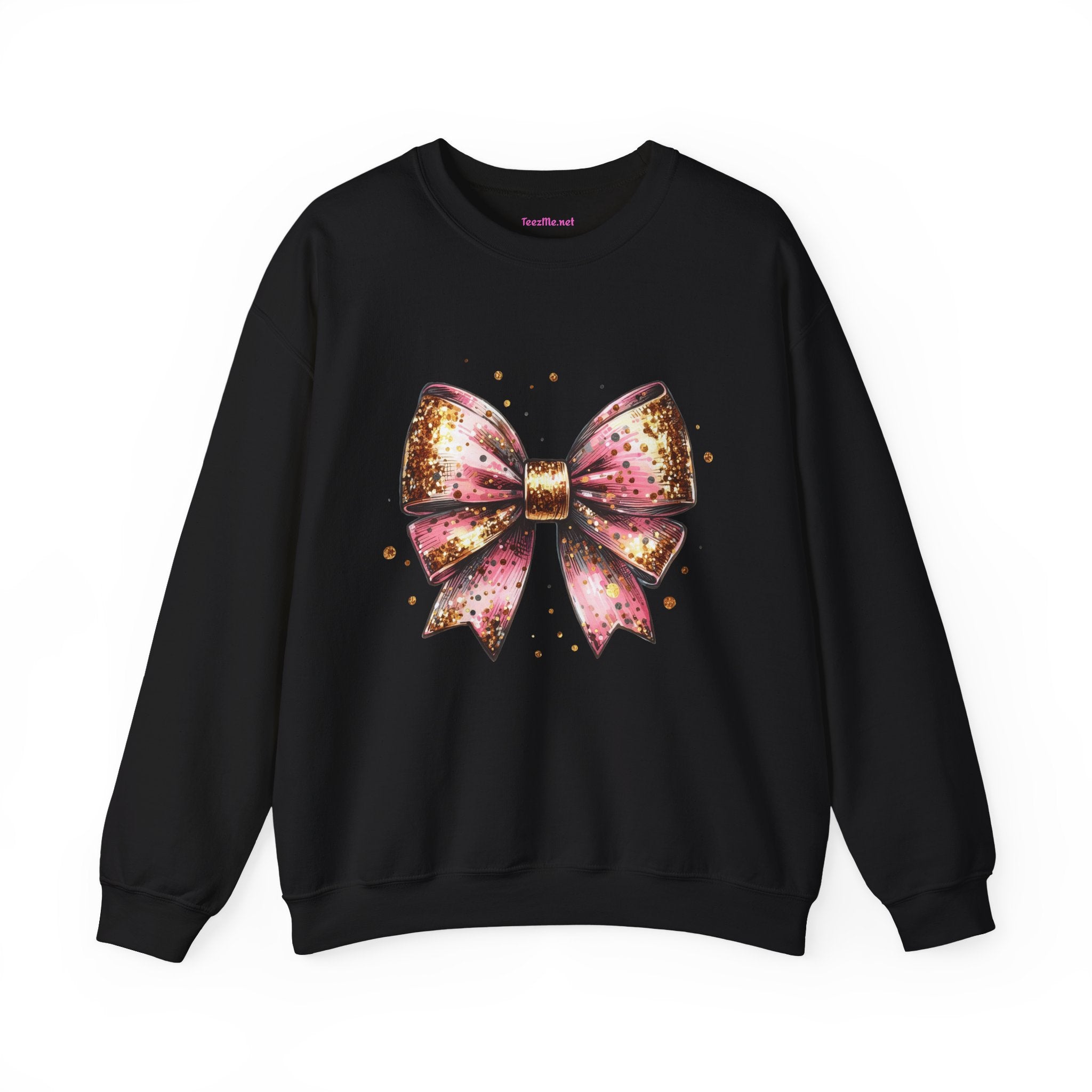 Pink and Gold Bow Unisex Heavy Blend™ Crewneck Sweatshirt Graphic
