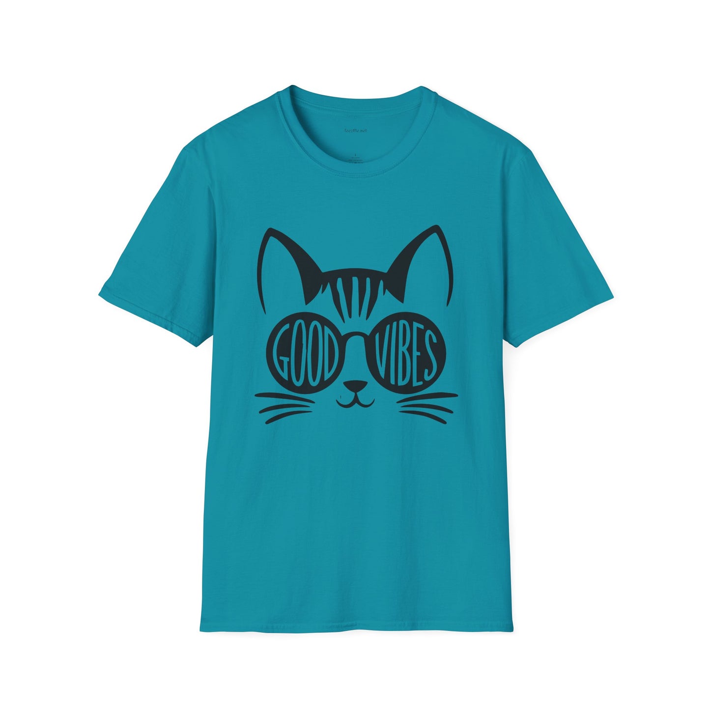 Good Vibes Cat Glasses 01 Unisex Softstyle T-Shirt 100% Cotton Graphic