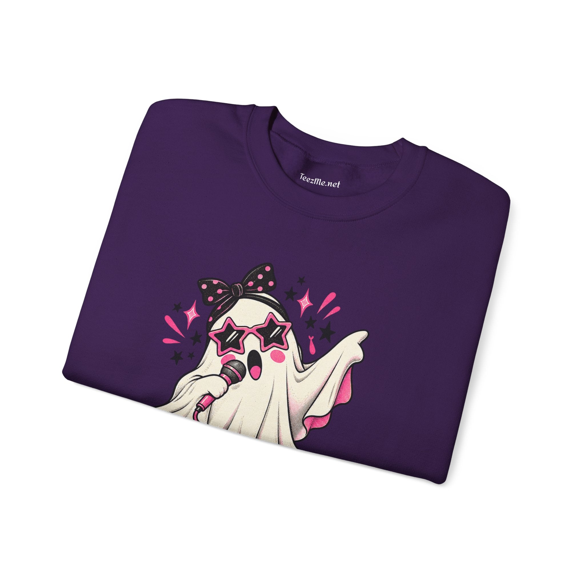Retro Ghost Crewneck Sweatshirt — Cute 80s Boombox Ghost Design