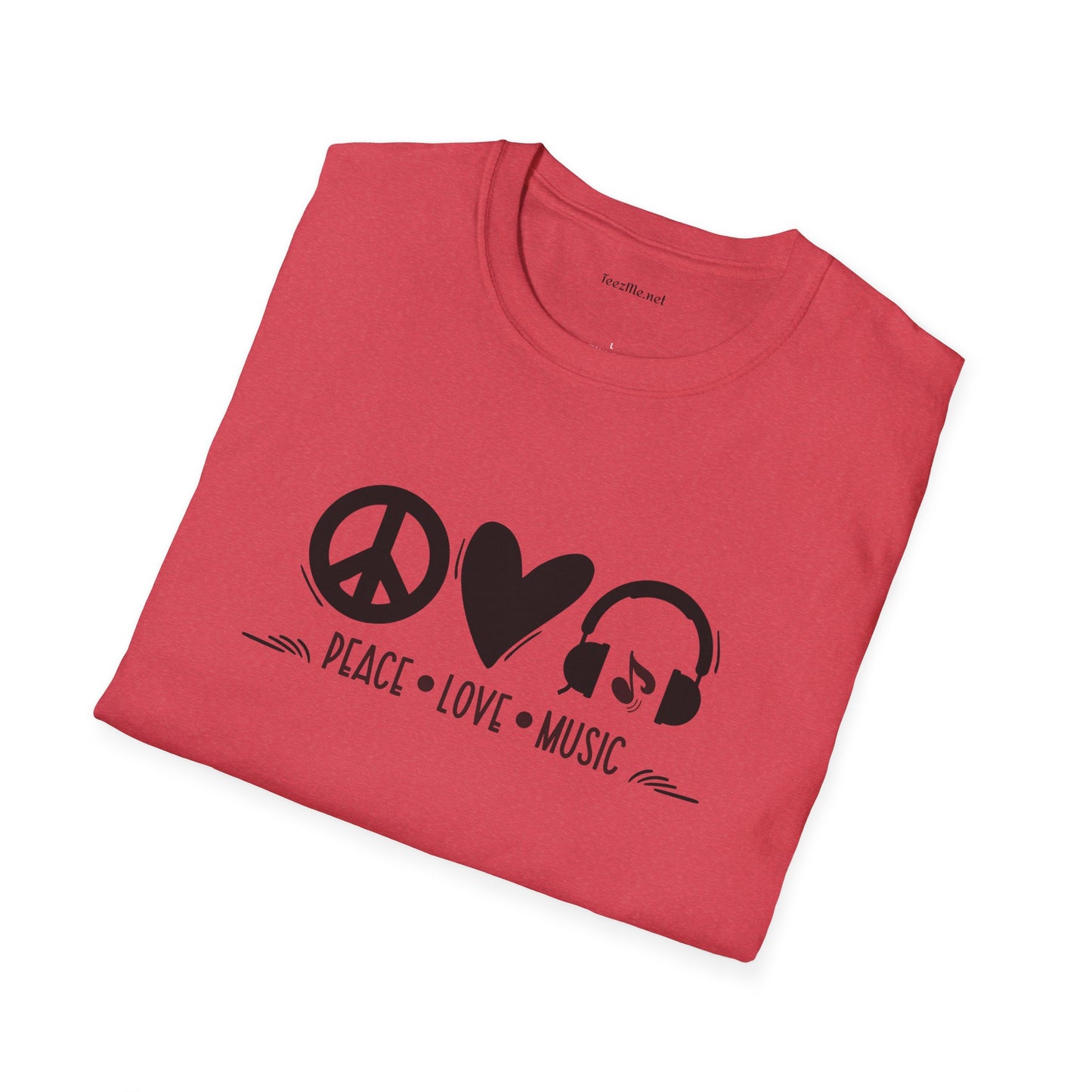 Peace Love Music - Unisex Softstyle T-Shirt 100% Cotton Graphic