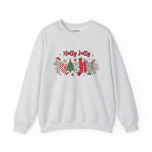 Holly Jolly Teacher Unisex Heavy Blend™ Crewneck Sweatshirt Inspirational Christmas