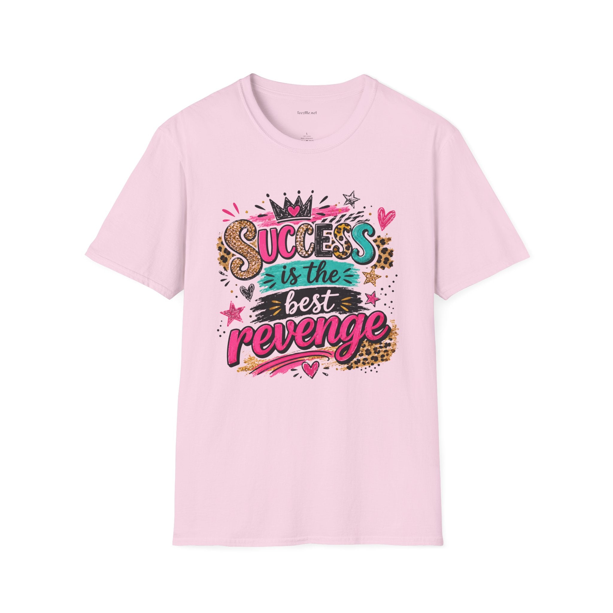 Success Is The Best Revenge T-Shirt — Leopard Print Graphic Tee, Motivational Gift
