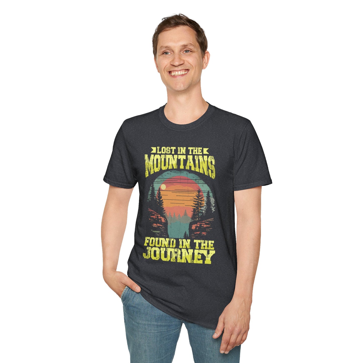 Lost in the Mountain - Unisex Softstyle T-Shirt 100% Cotton Graphic