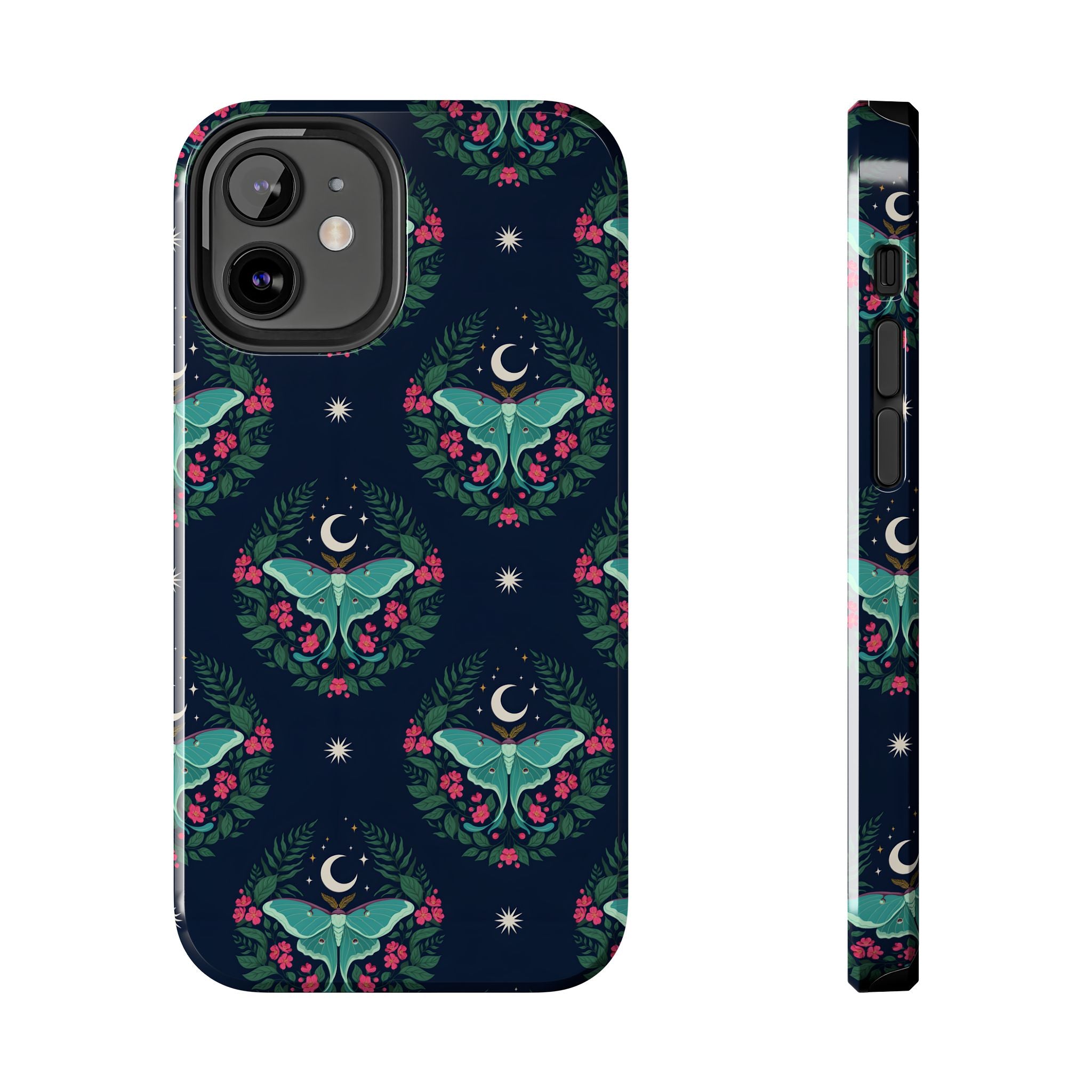 Moon Moth Tough Phone Case — Botanical Nightscape Protective Cover