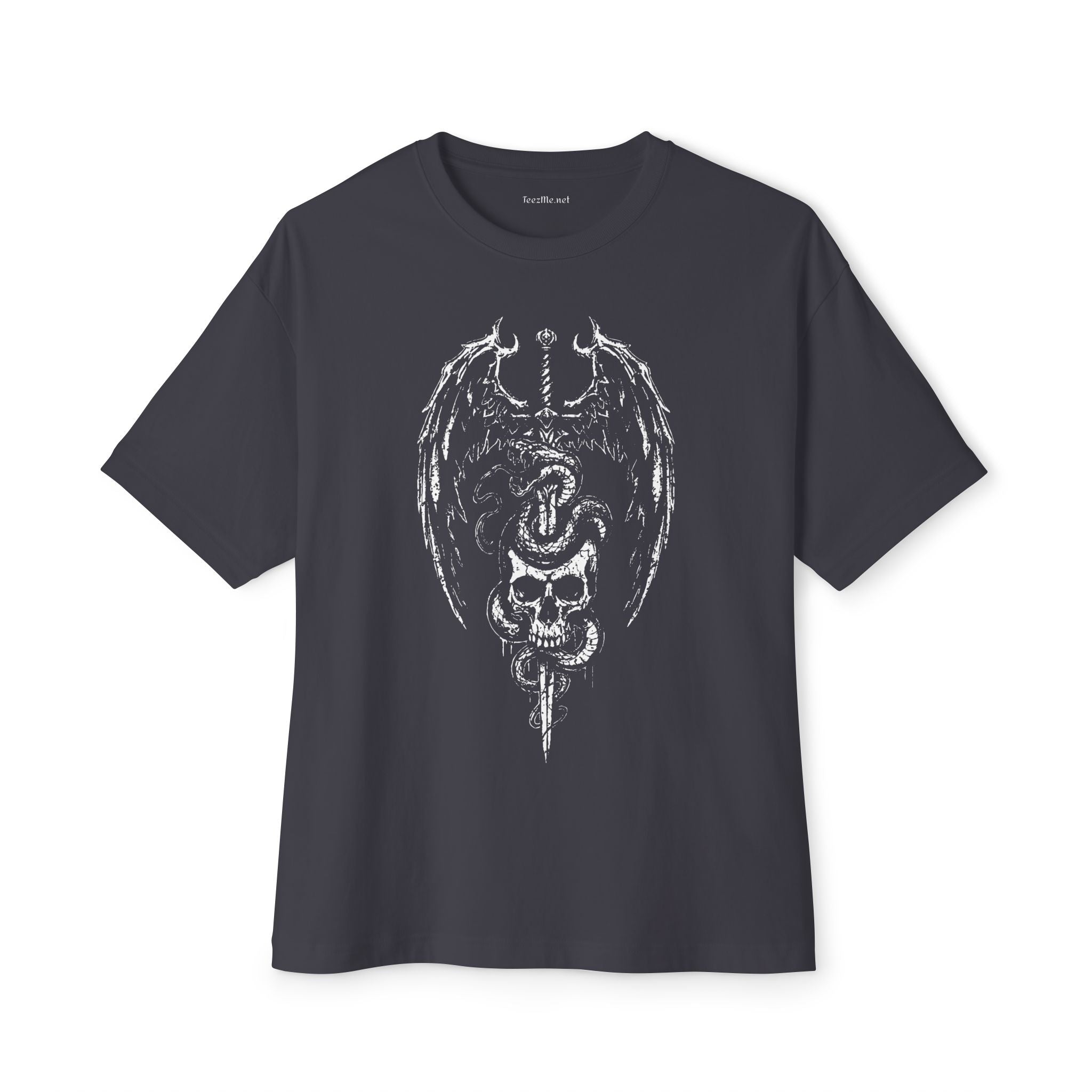 Skull & Serpent Graphic Tee — Gothic Dragon Wing Shirt