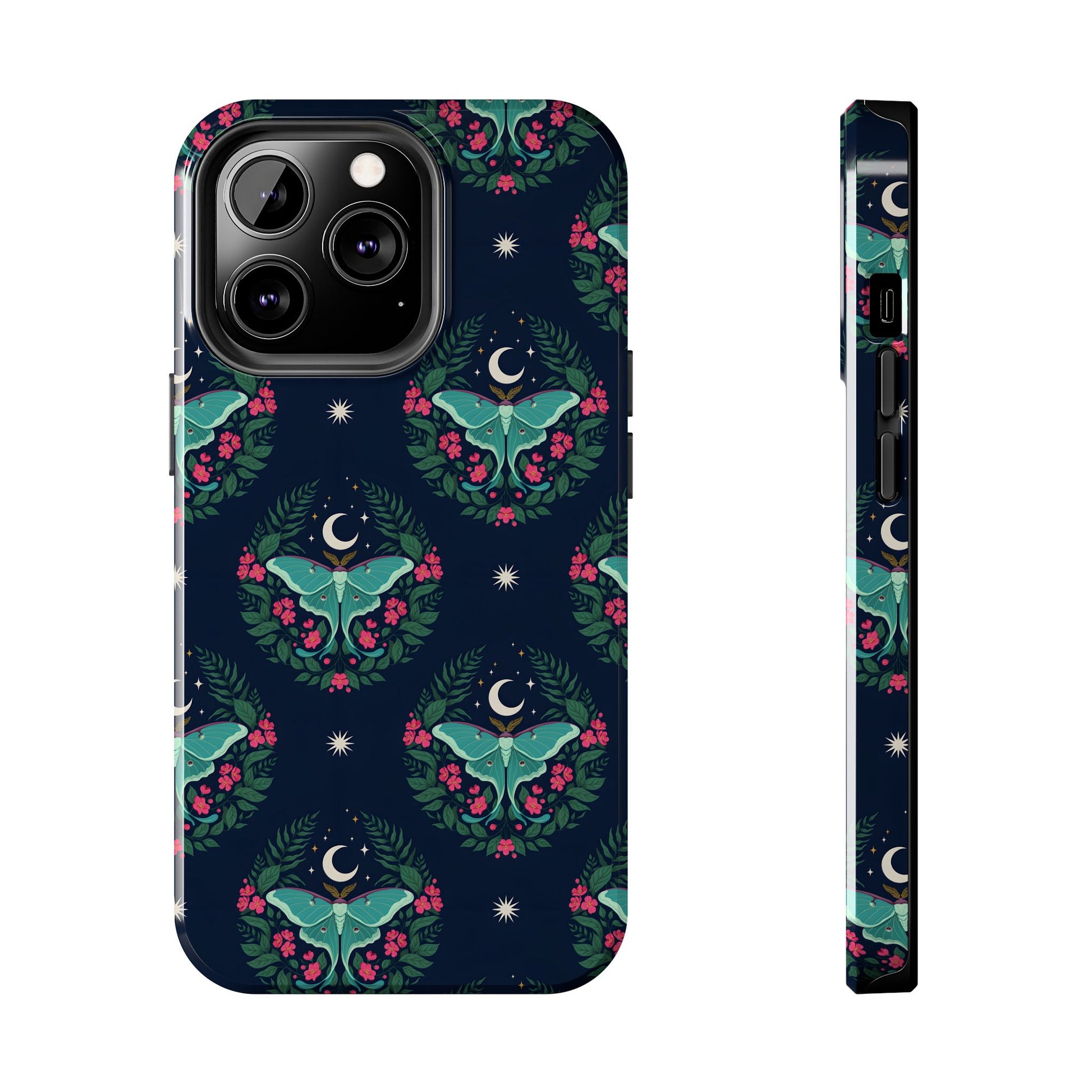 Moon Moth Tough Phone Case — Botanical Nightscape Protective Cover
